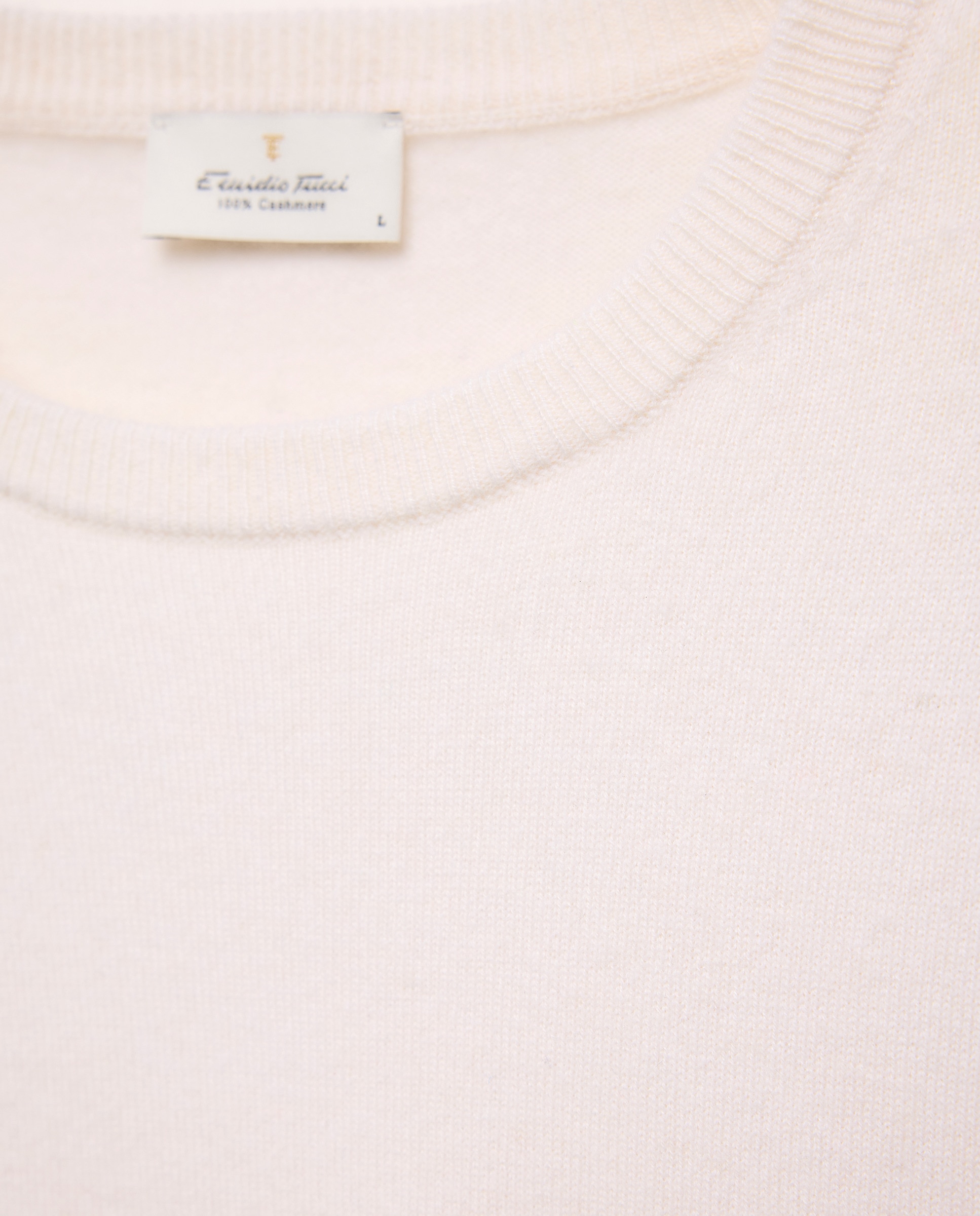 Camisola de Malha com Decote Redondo Lisa Caxemira Cru-5
