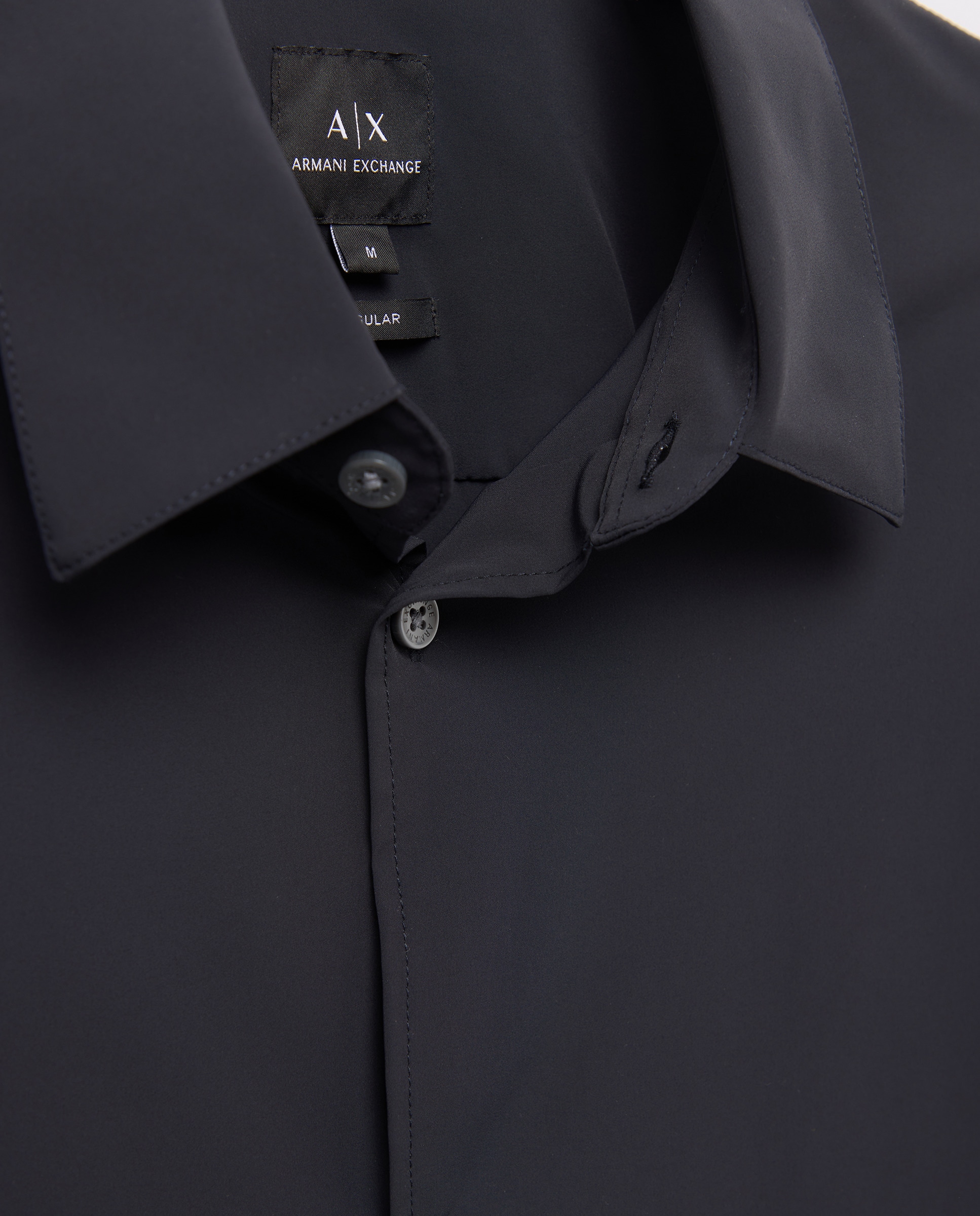 Camisa Regular Fit em Nylon Elástico Azul-marinho-5