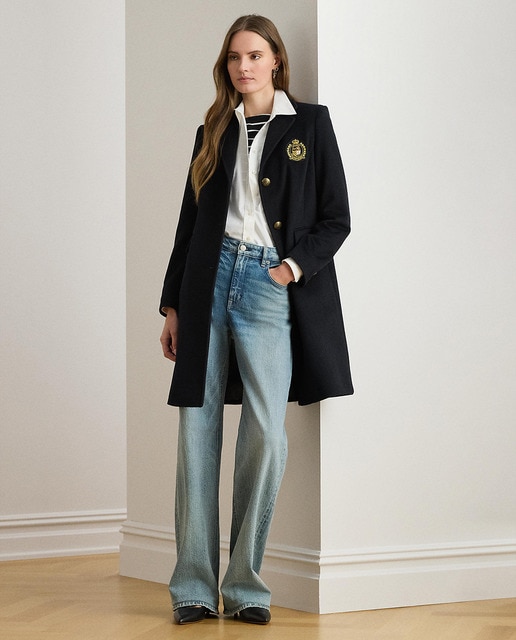 Imagen 0 de Abrigo de paño de mujer de lana con parche entorchado