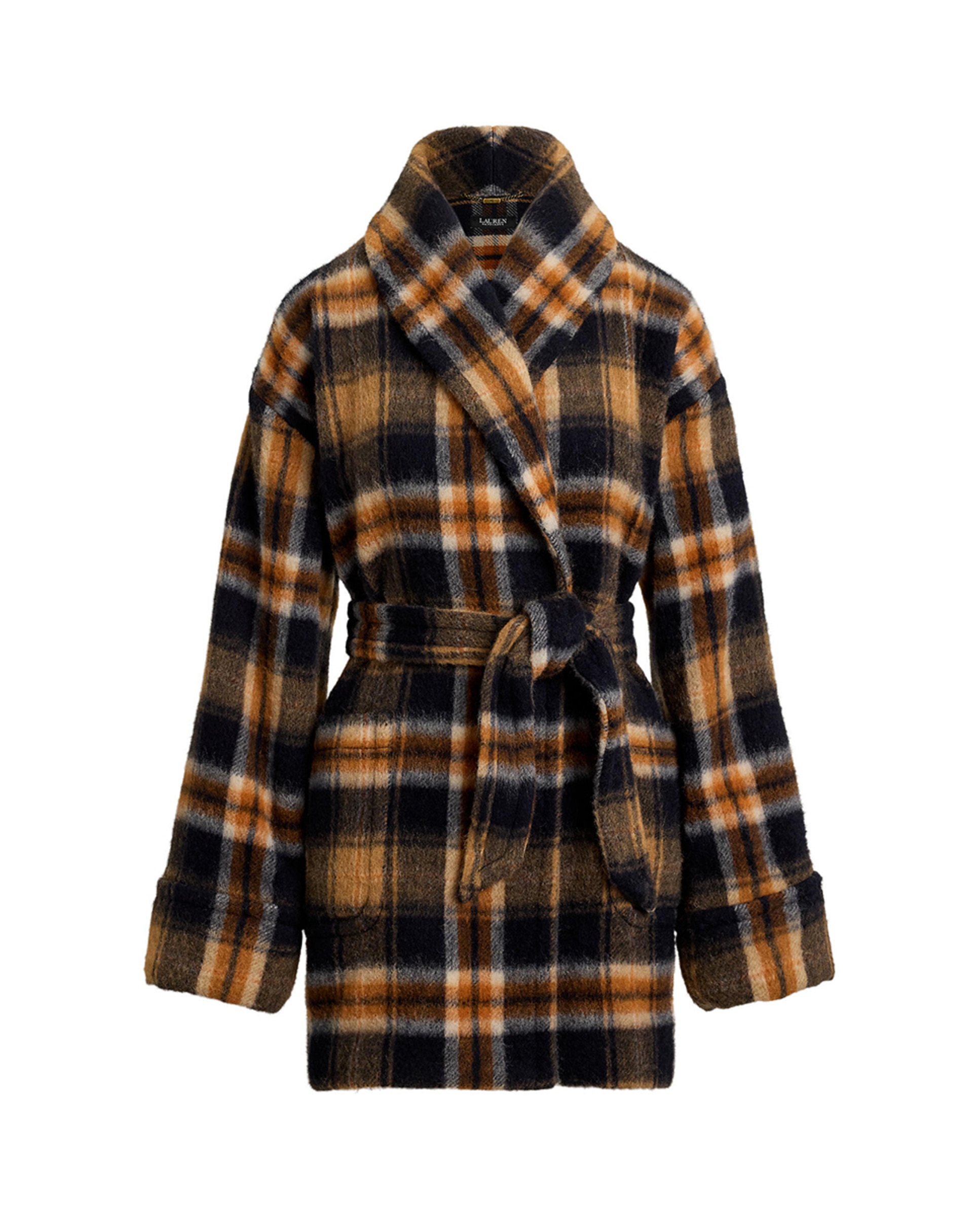 Sobretudo de Pano Cruzado com Cinto Multicolor-6