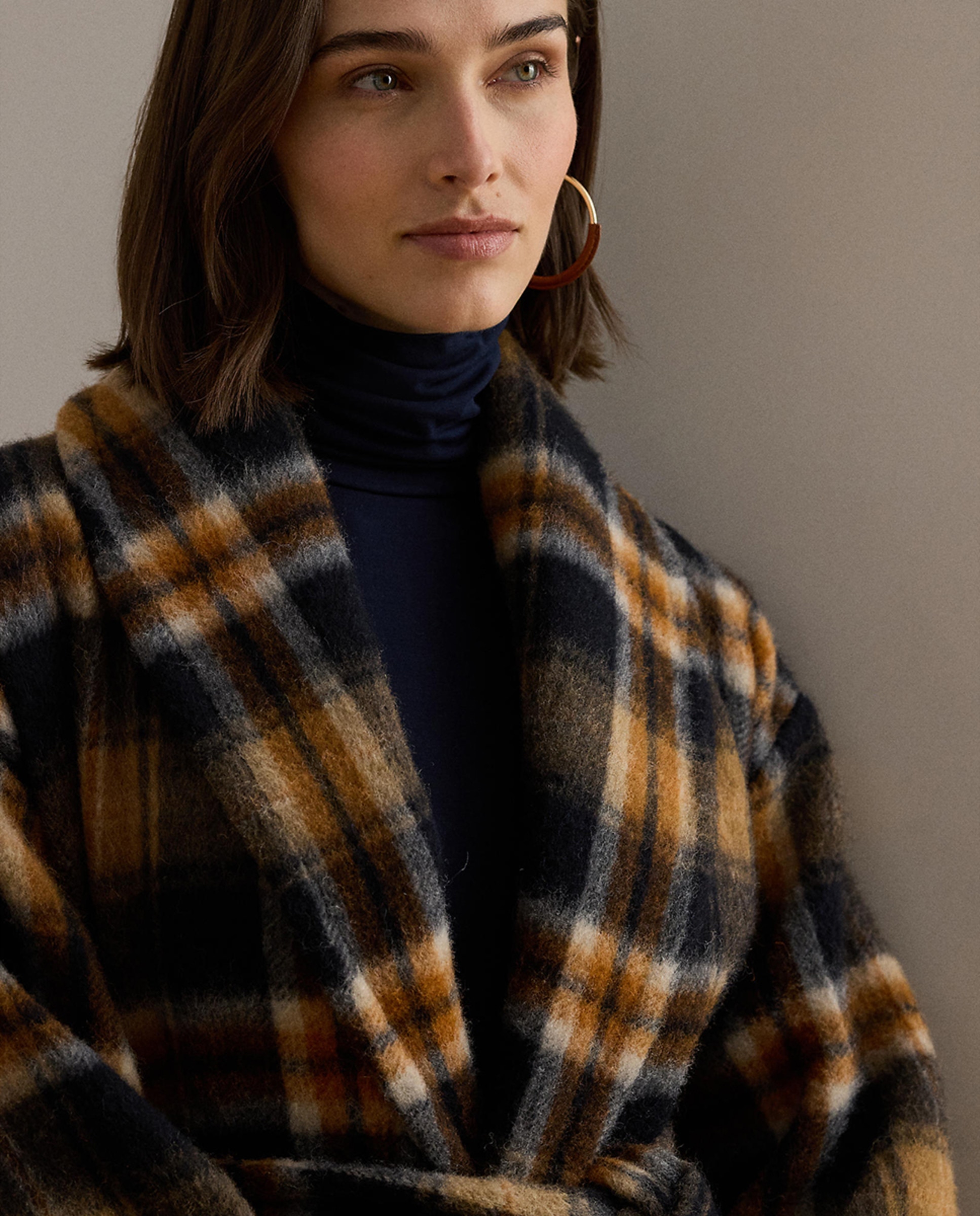 Sobretudo de Pano Cruzado com Cinto Multicolor-5