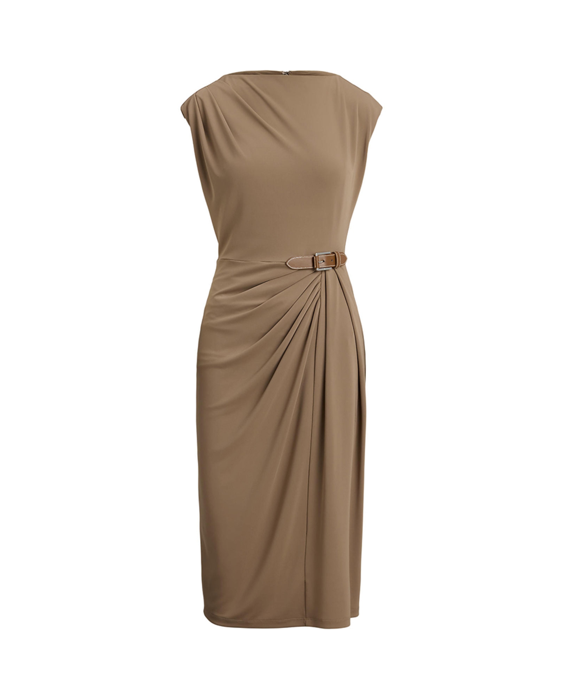 Vestido Midi de Malha com Fivela Bege-6