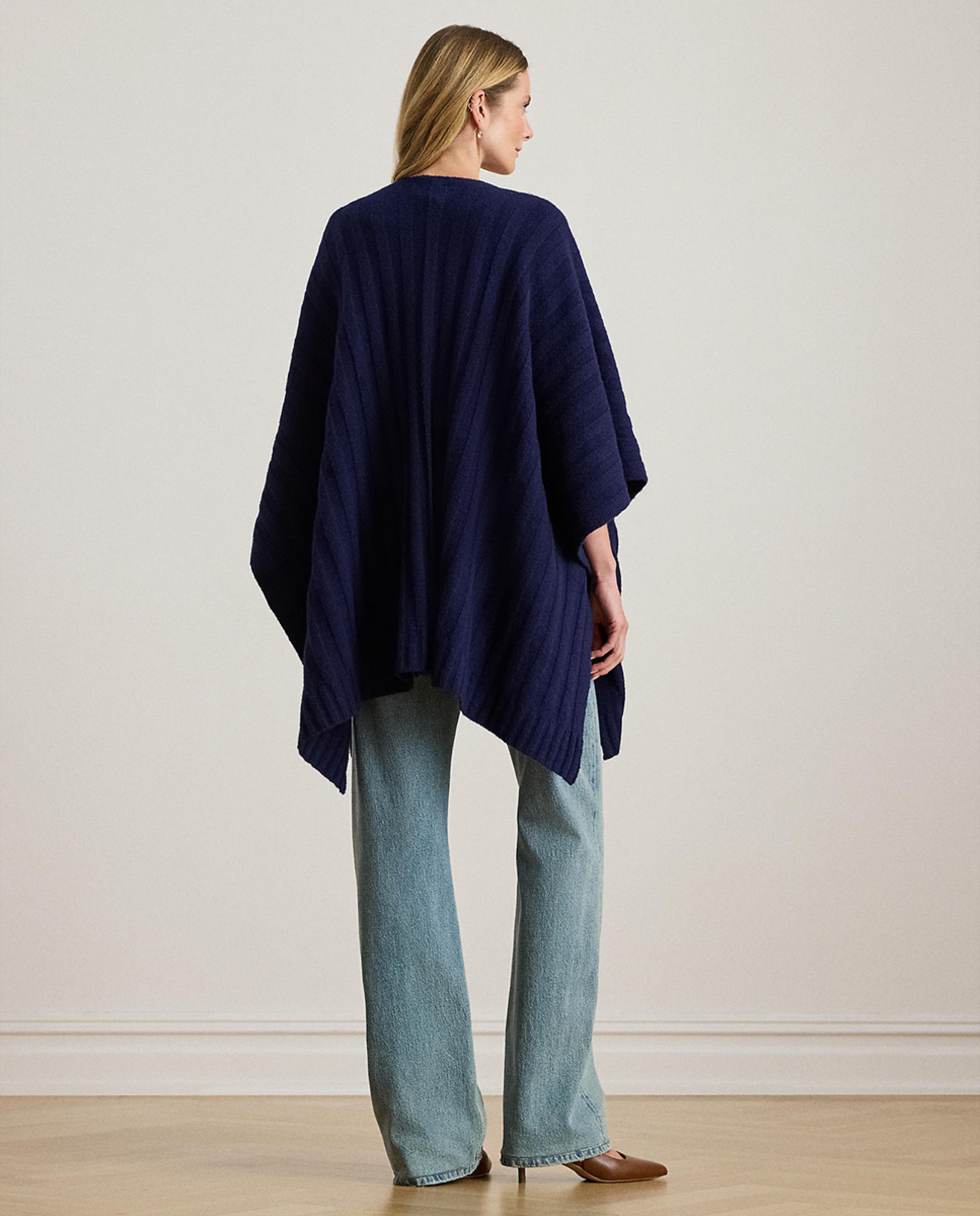 Poncho Canelado com Bolsos Azul-marinho-3