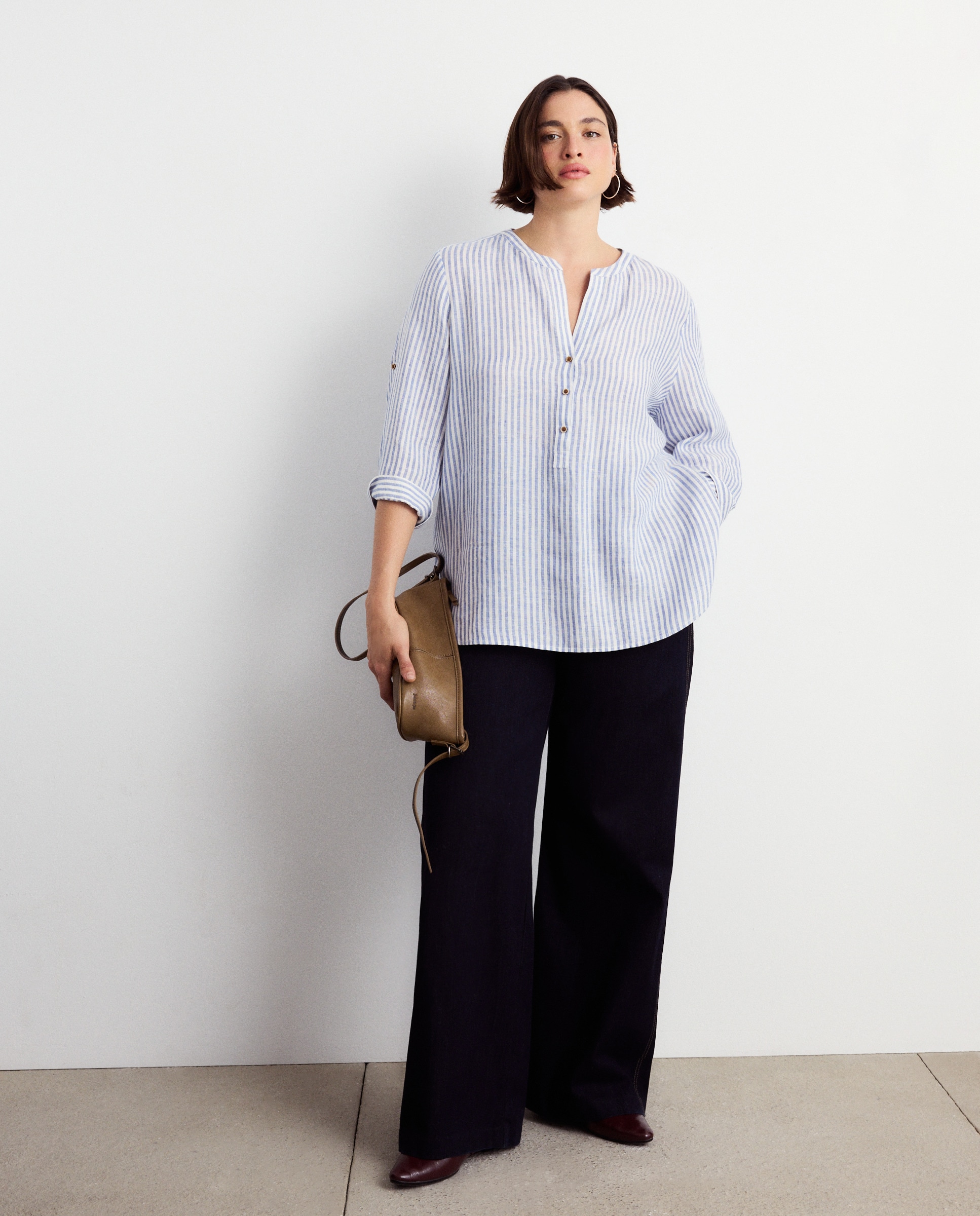 Blusa Estampada de Linho Azul-2