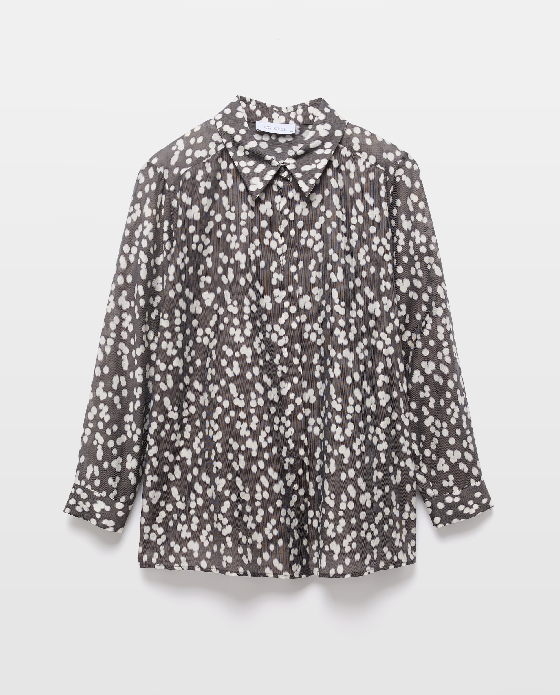 Camisa de Manga Comprida com Estampado às Bolinhas Preto-3