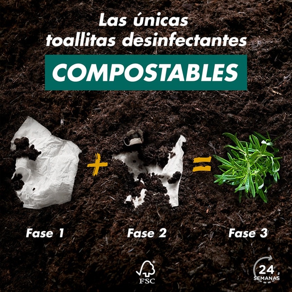 Reinigungstücher-Desinfektionsmittel ohne Ausspülen ohne Bleichlauge Eukalyptus Paket 30 Einheiten kompostierbar