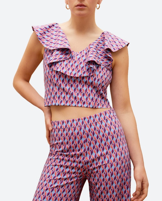 Imagen 0 de Top de mujer volante escote pico