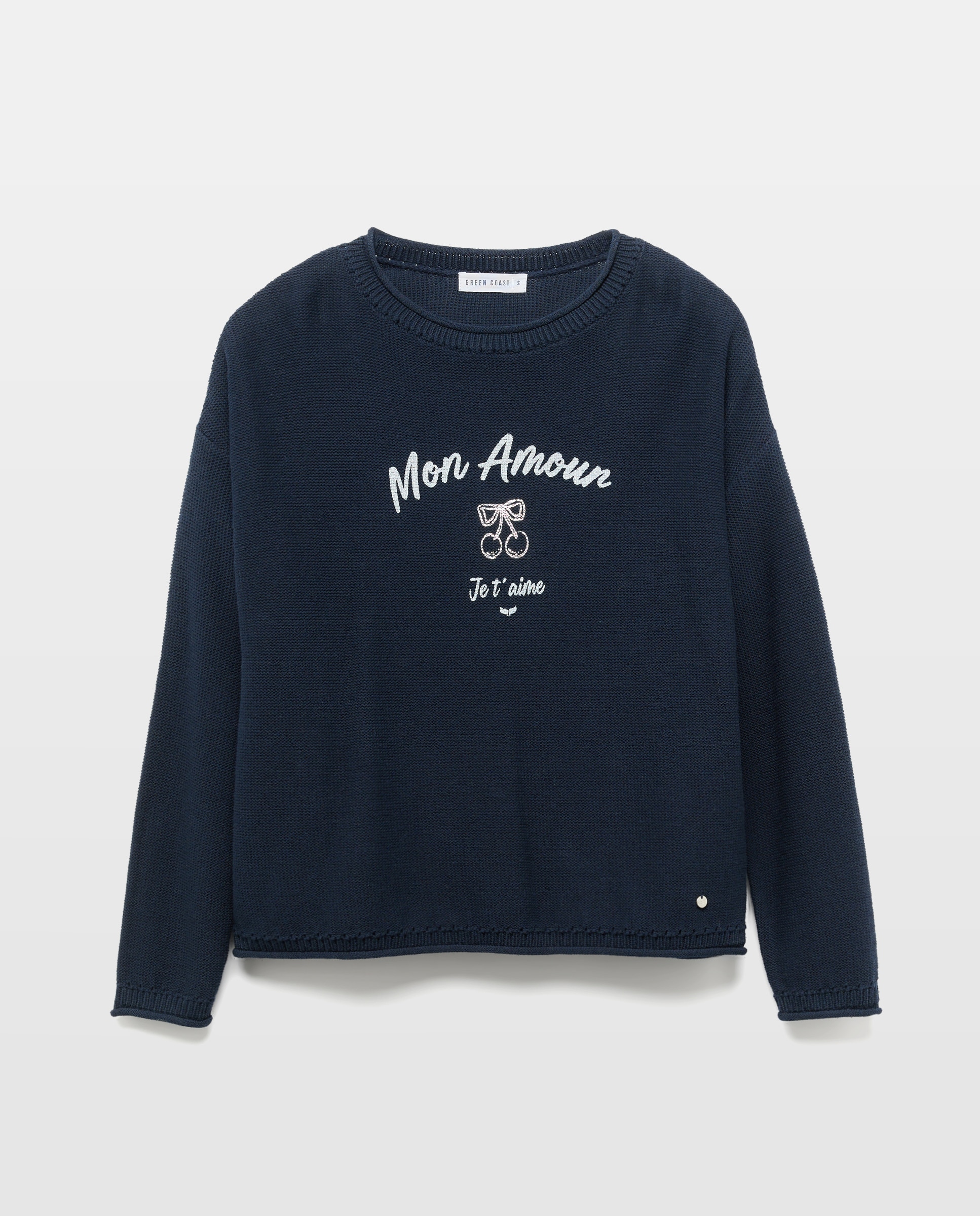 Camisola de malha com manga comprida Azul-marinho-5