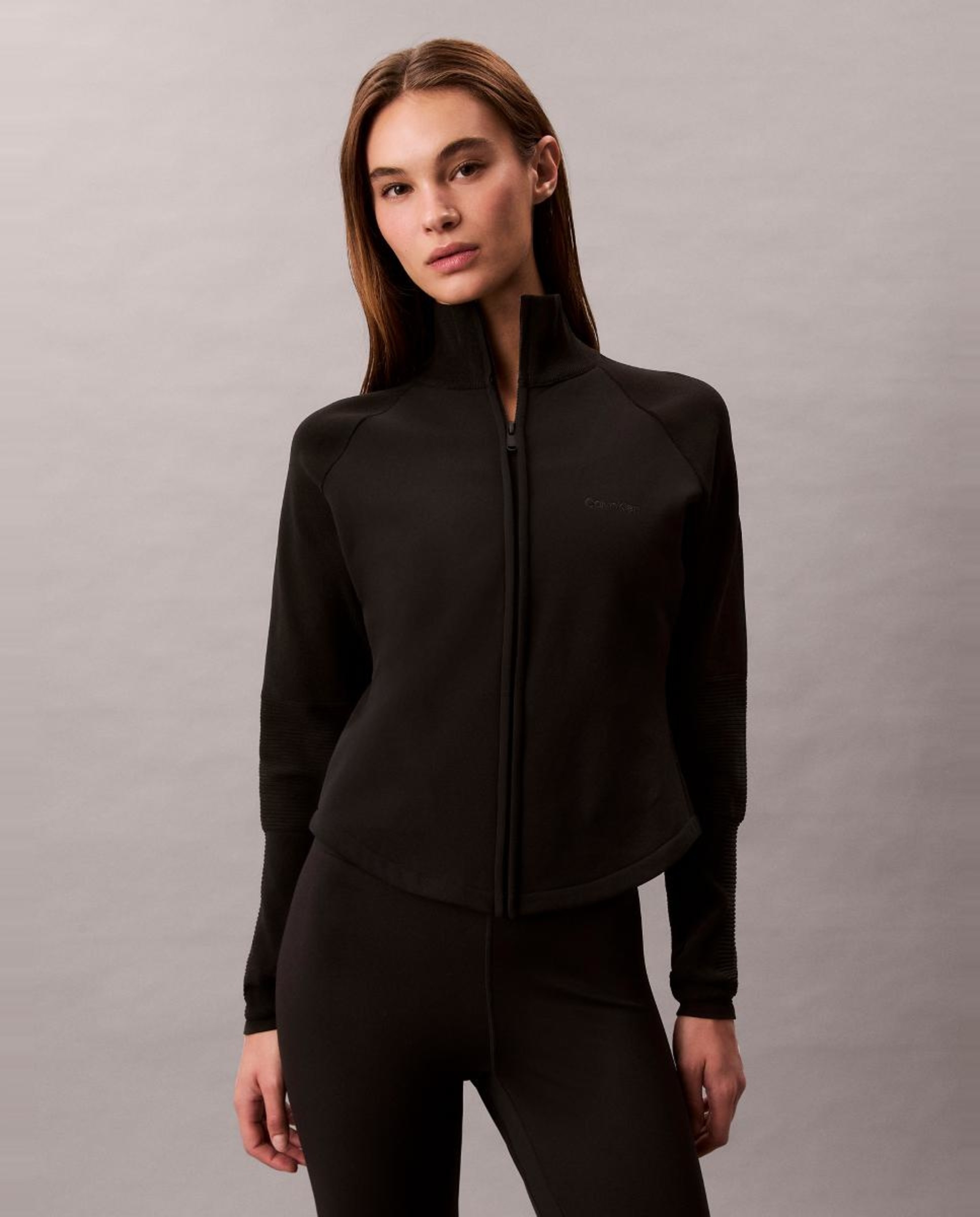 Camisola de Malha Desportiva com Fecho de Correr Tech/Ski Preto-1