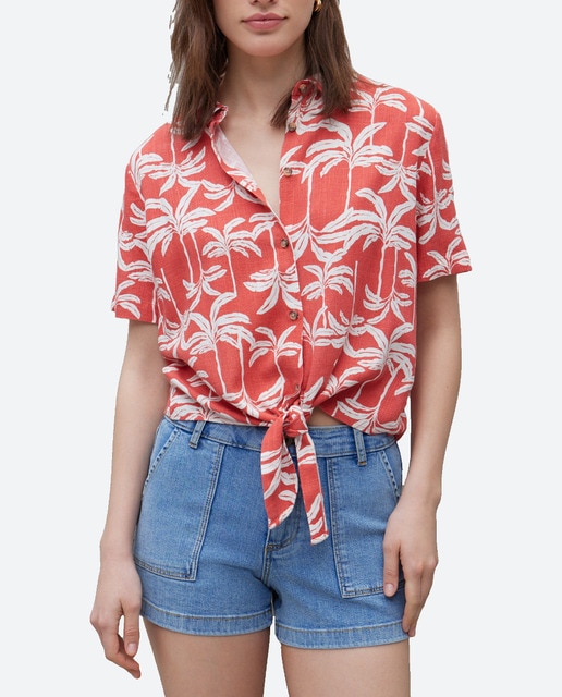 Imagen 0 de Camisa de mujer manga corta con nudo