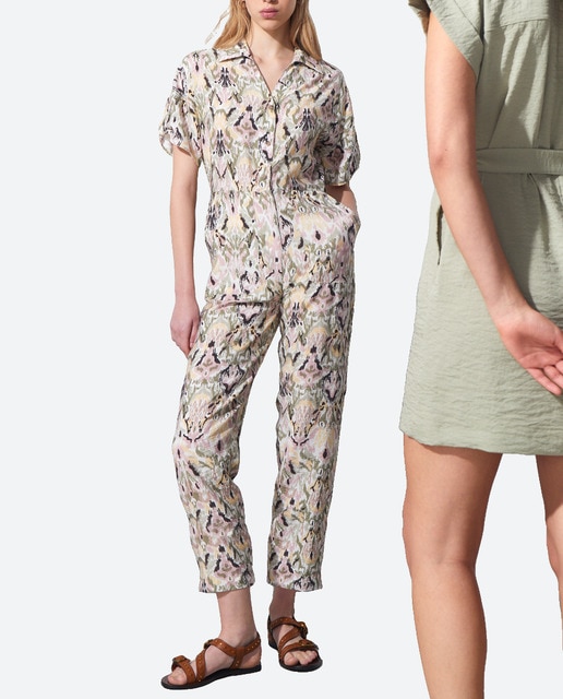 Imagen 0 de Mono de mujer manga corta cinturón rafia