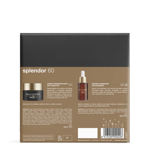 Etui Splendor 60 mit Anti-Aging-Tagescreme Schale 30 ml + aufüllendes Glanz-Serum Dosierer 30 ml