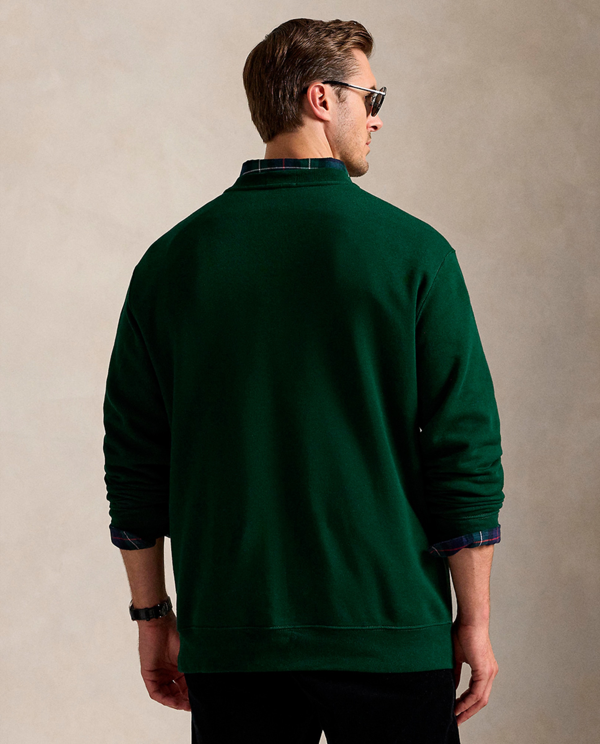 Polo de Piqué com Manga Comprida Tamanhos Grandes Verde Pinheiro-3