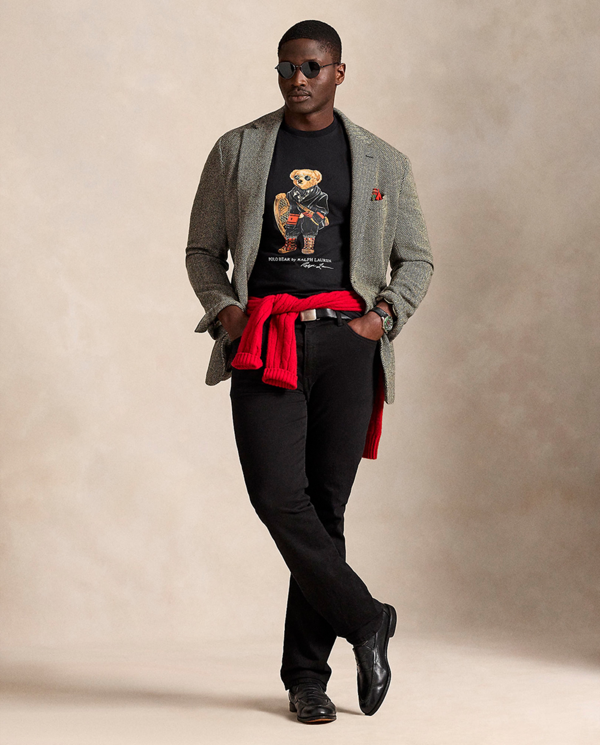 Camisola de Malha Tamanhos Grandes com Polo Bear e em Jersey Preto-6