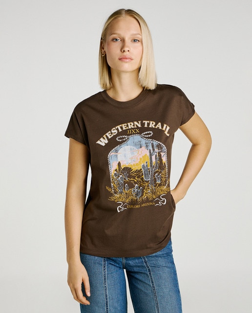 Imagem 0 de T-shirt estampada de mulher com manga curta