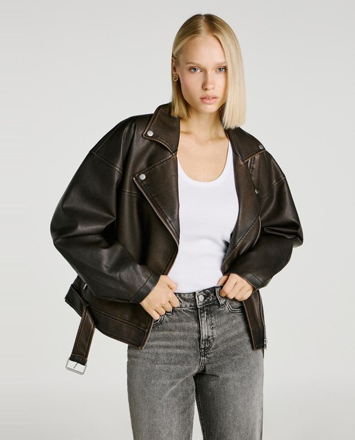 Imagen 0 de Cazadora biker de mujer cremallera cruzada
