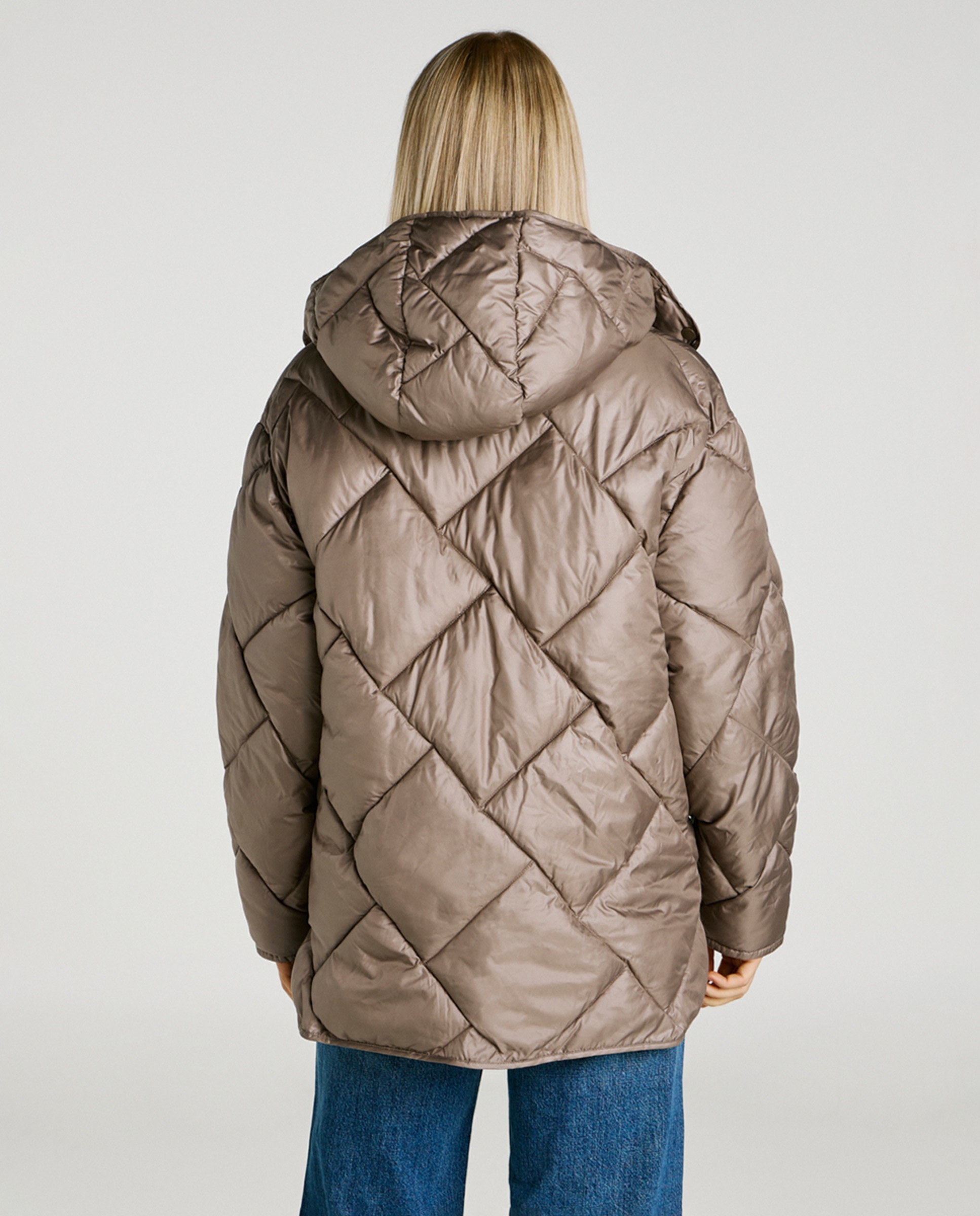 Casaco acolchoado com capuz Castanho-4