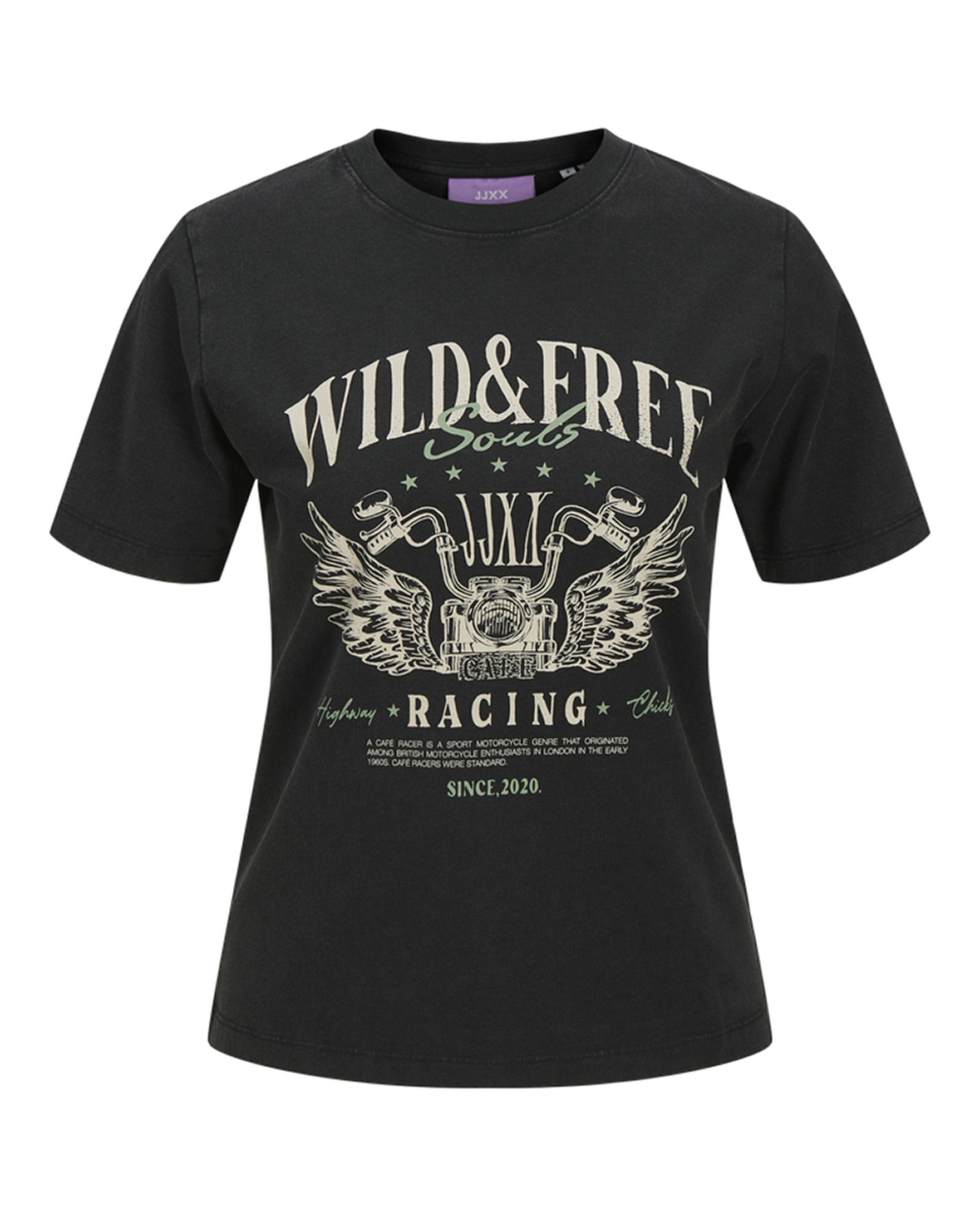 T-shirt com estampado à frente Preto-5