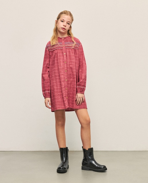 Imagem 0 de Vestido Camiseiro com Smock no Peito