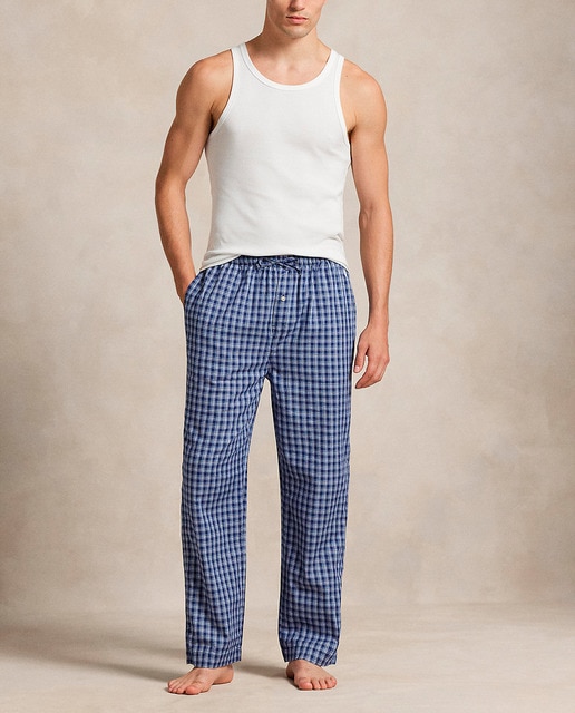 Imagem 0 de Calças de Pijama de Algodão aos Quadrados