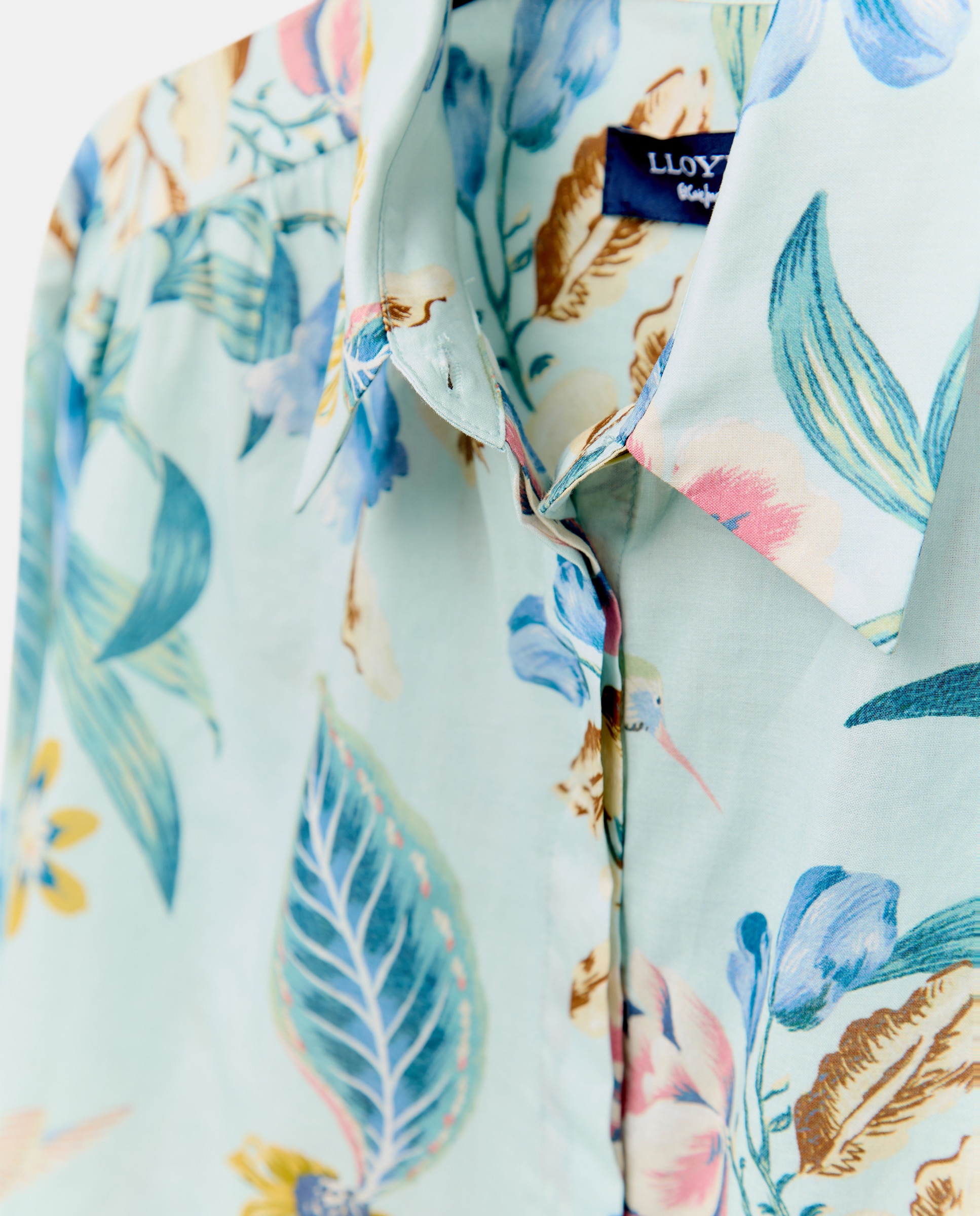 Camisa de Algodão com Manga Comprida Azul-6