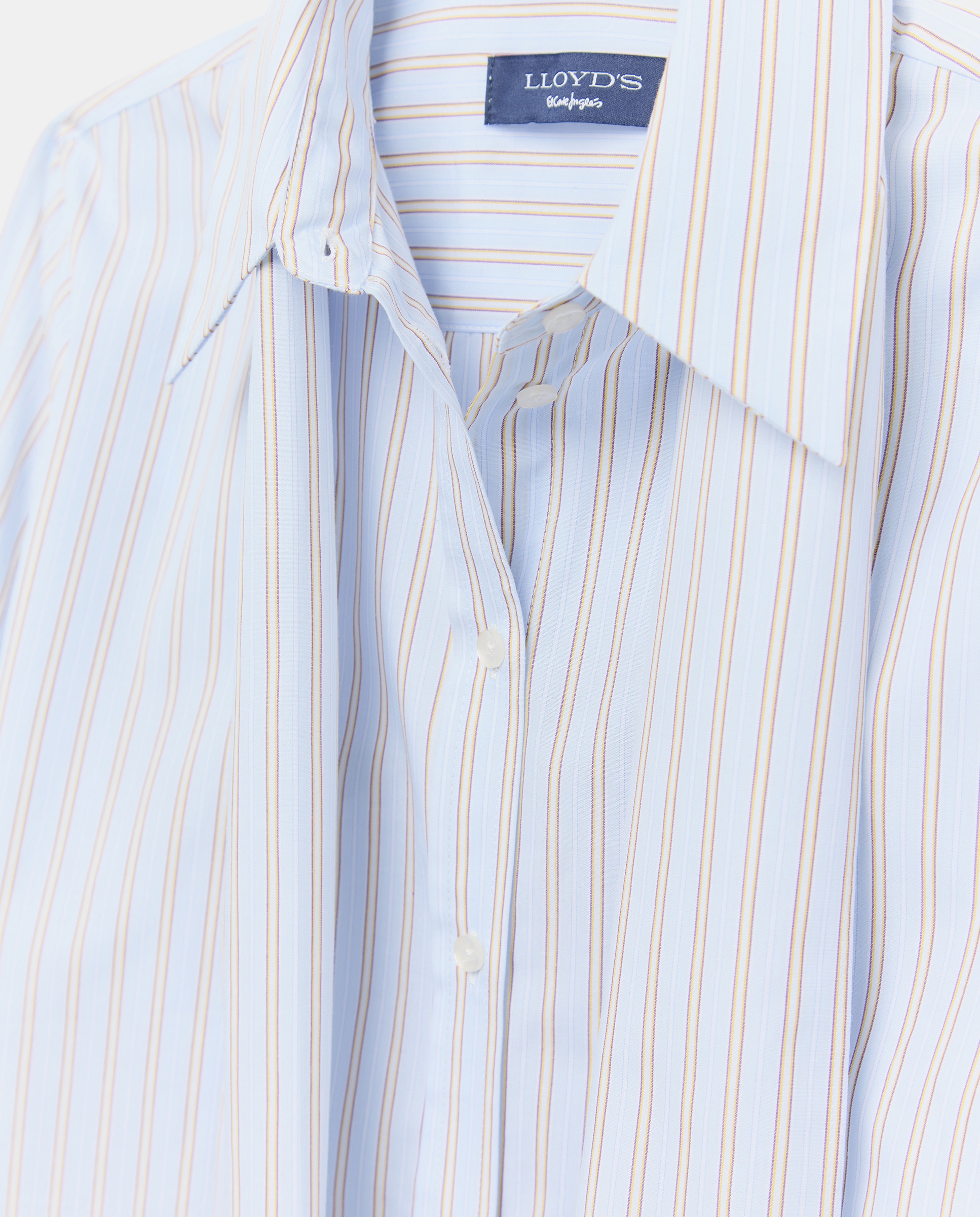 Camisa Estampada com Manga Comprida Azul-6