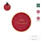 Merry Christmas paper dinner plate 23 cm pack 6 units