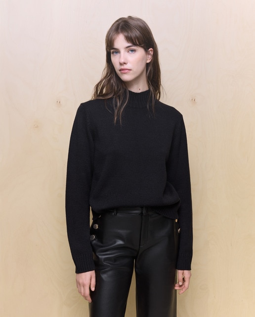 Imagen 0 de Jersey liso de cuello alto de mujer