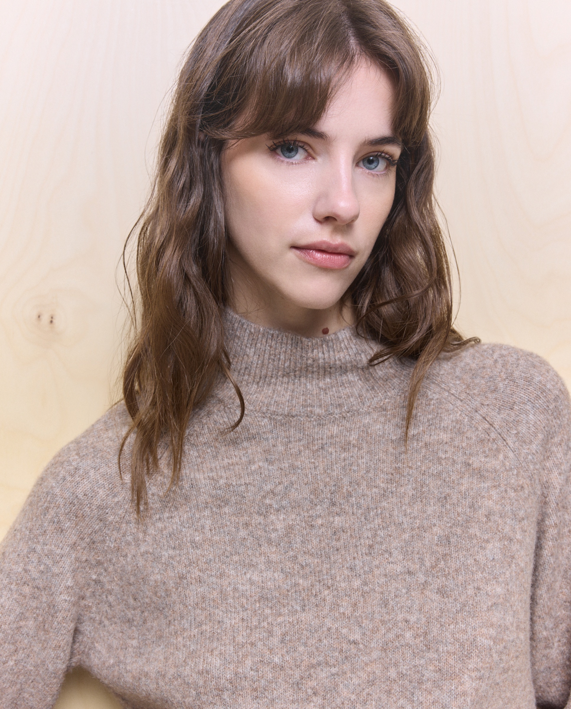 Camisola de malha com meia gola Visom-Escuro-3