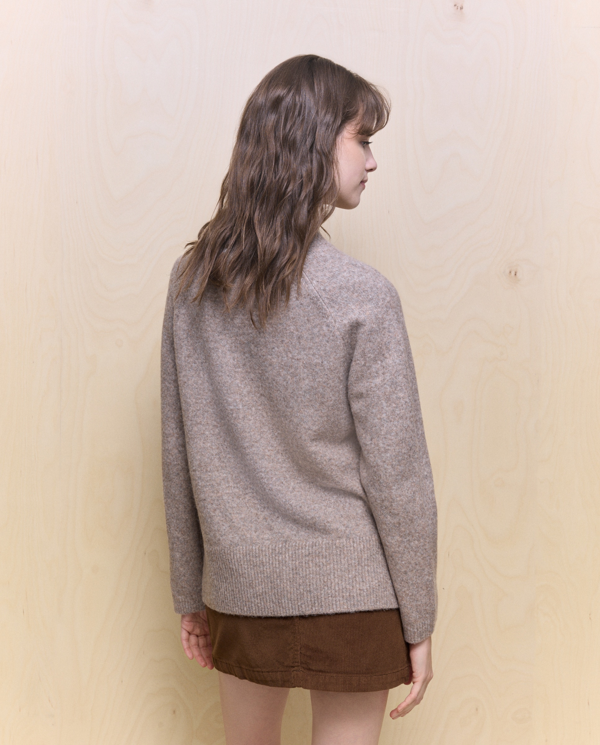 Camisola de malha com meia gola Visom-Escuro-4