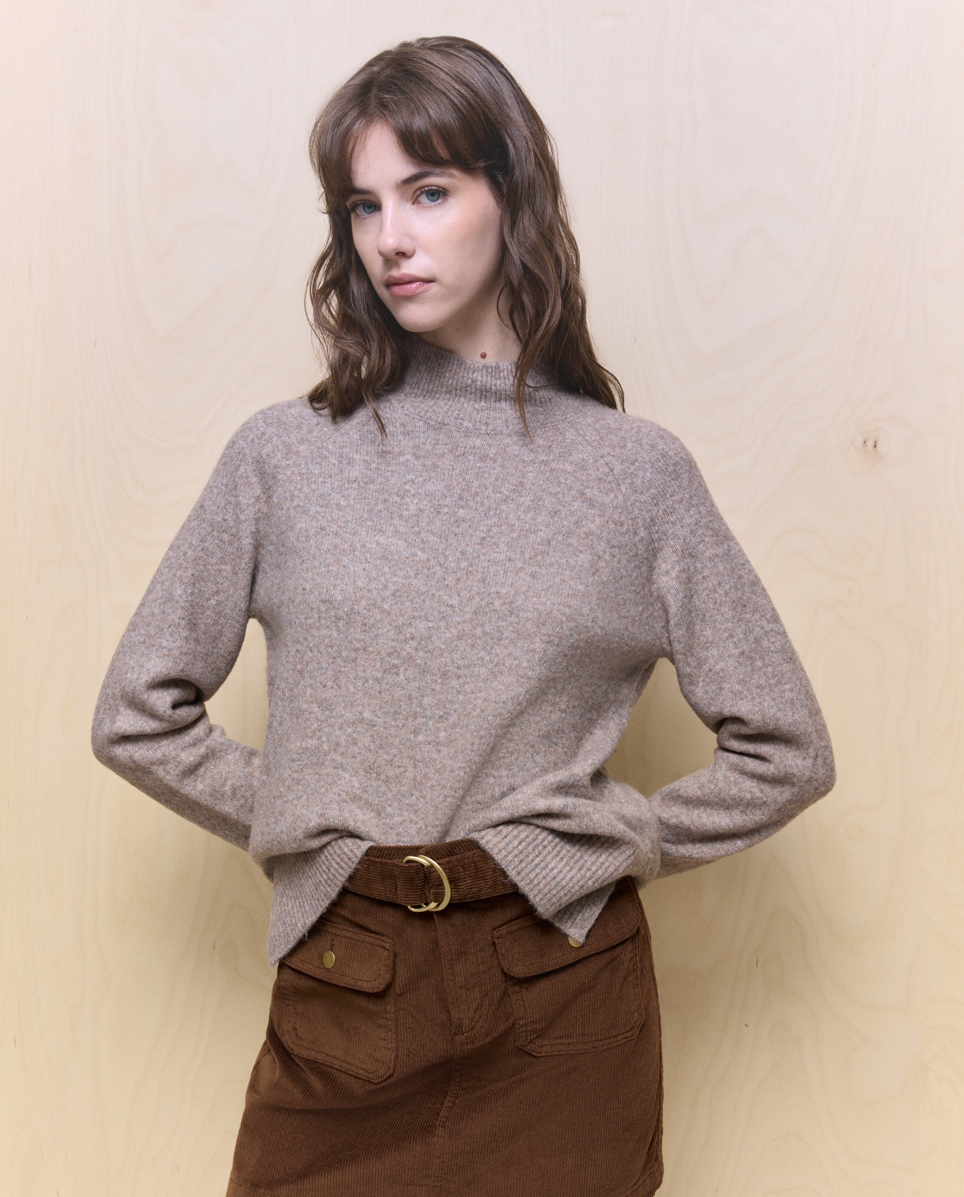 Camisola de malha com meia gola Visom-Escuro-2