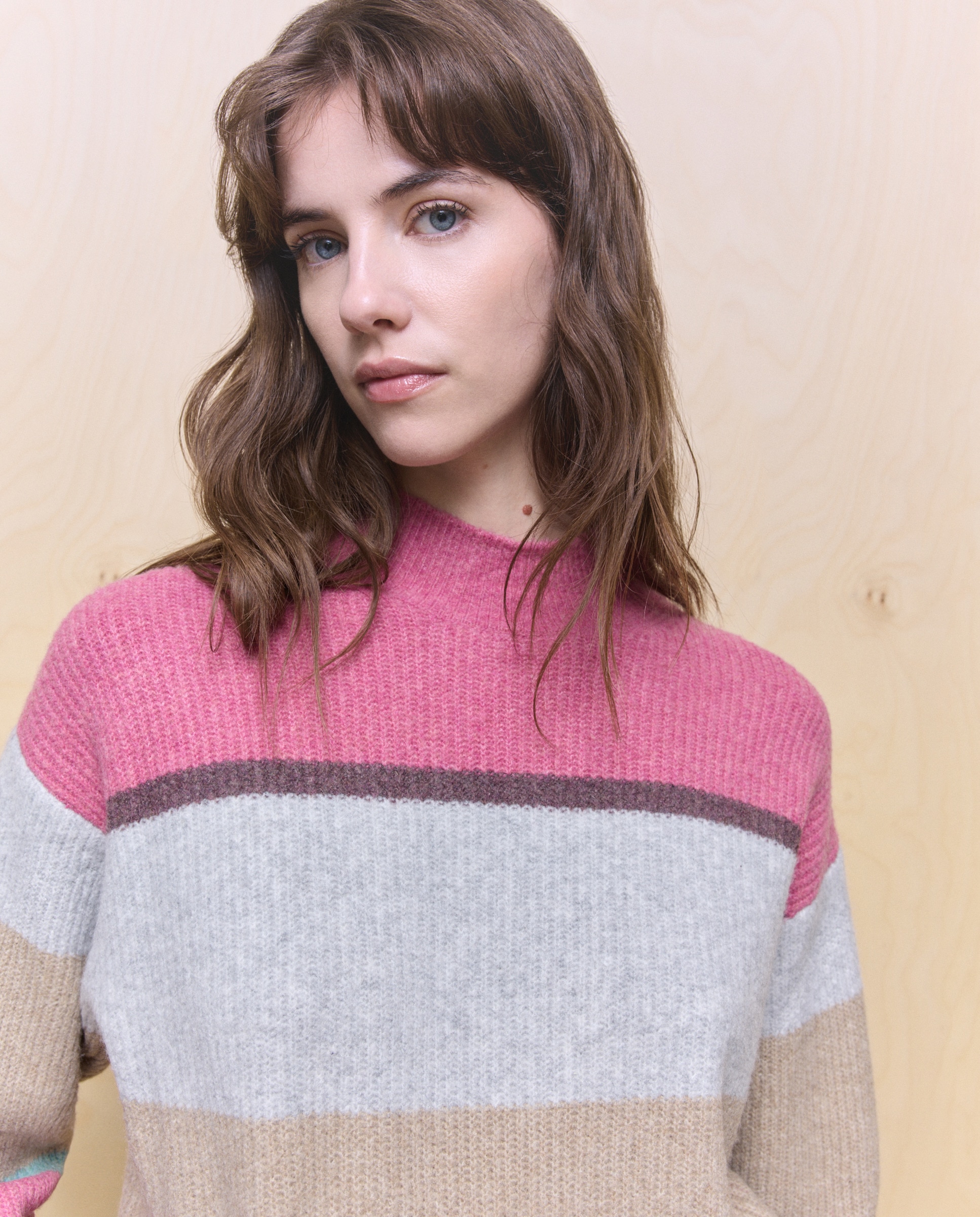 Camisola de Malha de Poliéster com Estampado Rosa-3