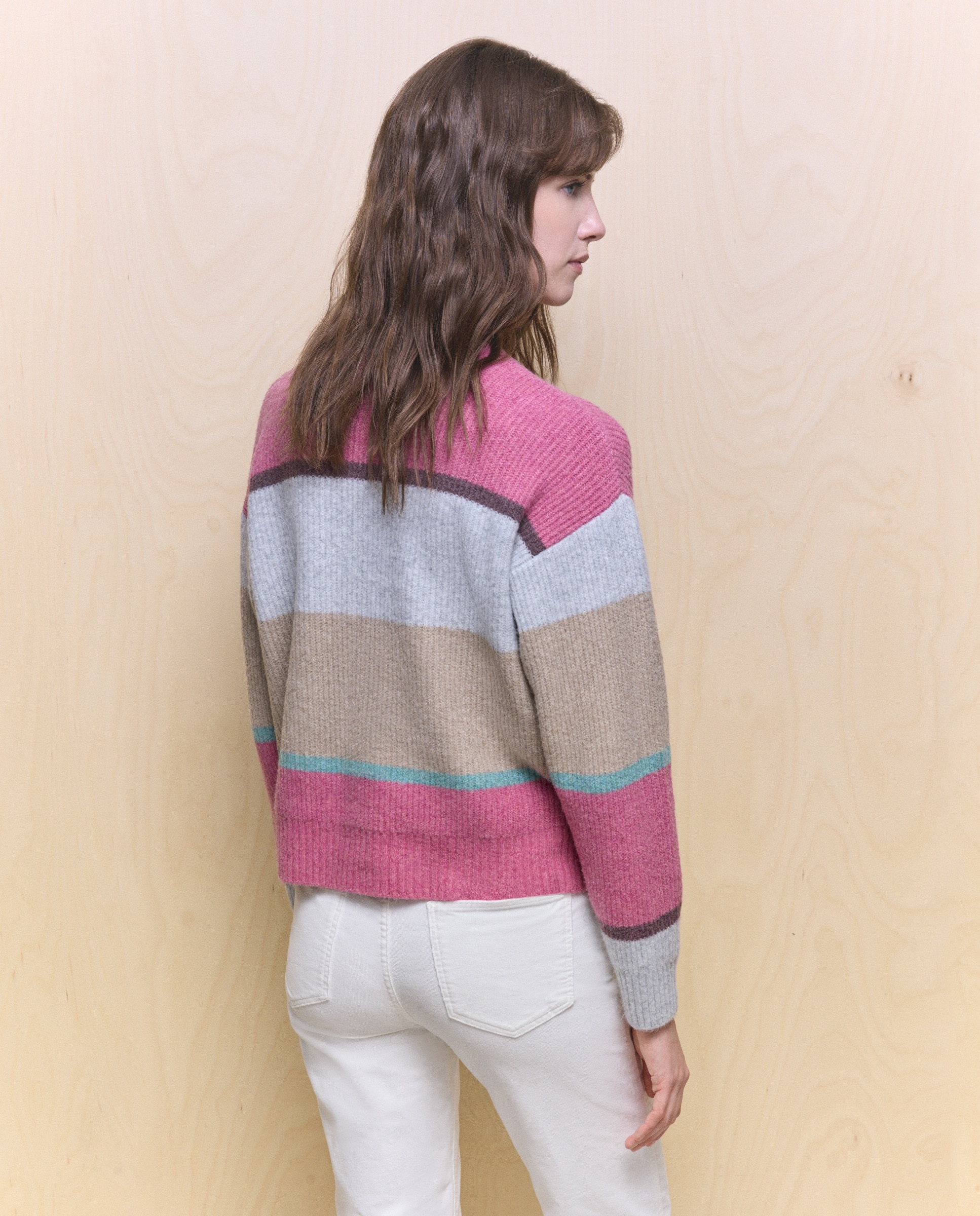 Camisola de Malha de Poliéster com Estampado Rosa-4