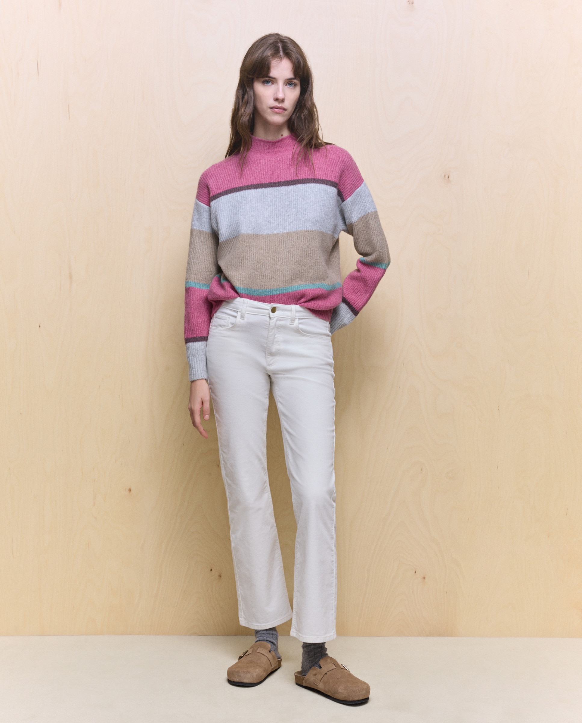 Camisola de Malha de Poliéster com Estampado Rosa-2