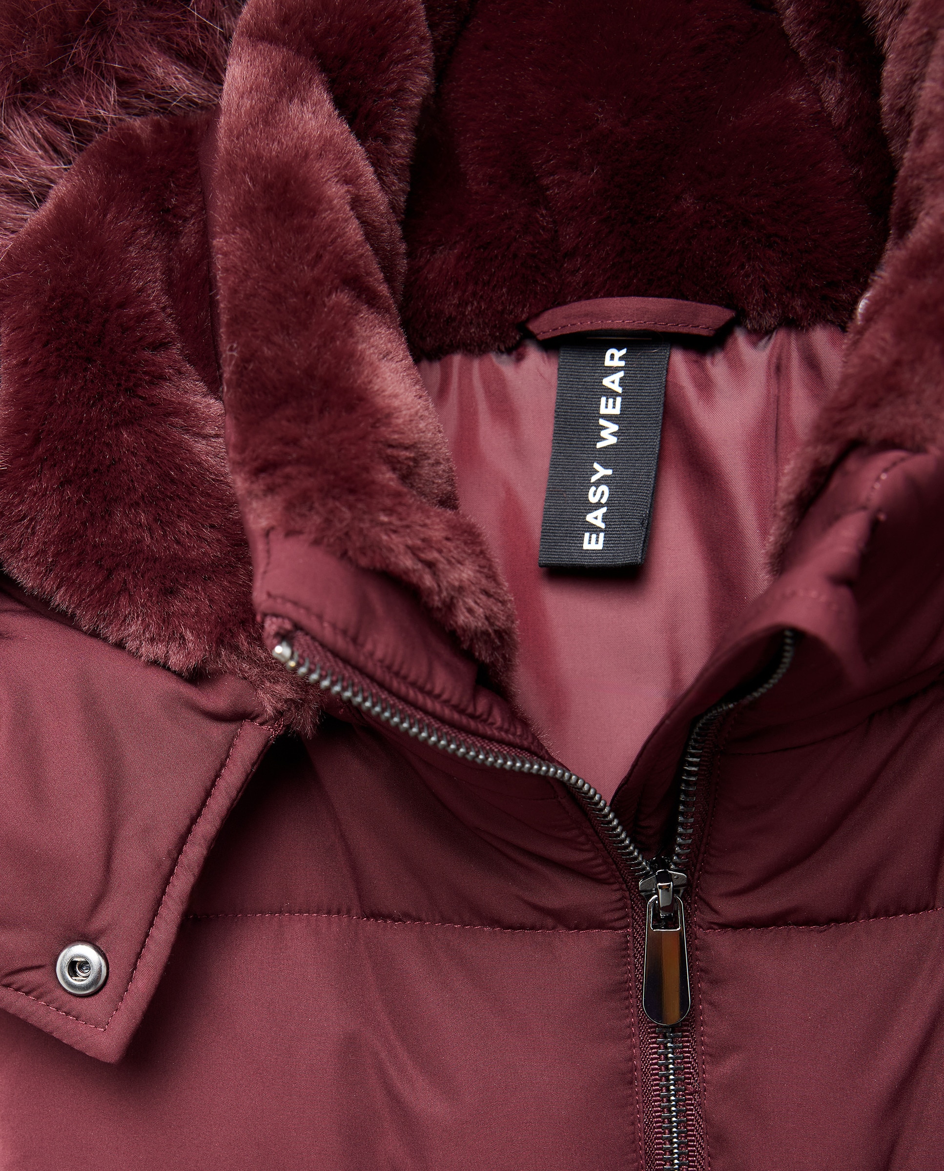 Sobretudo Acolchoado com Capuz e Forro Bordeaux-6