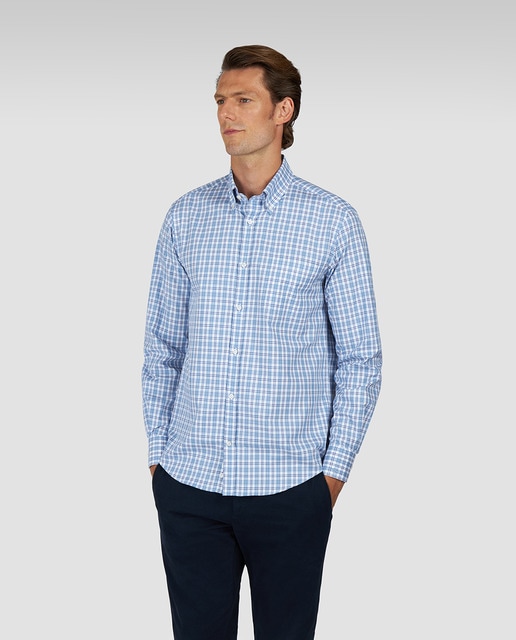 Imagen 0 de Camisa de hombre botón cuello multicuadro pequeño