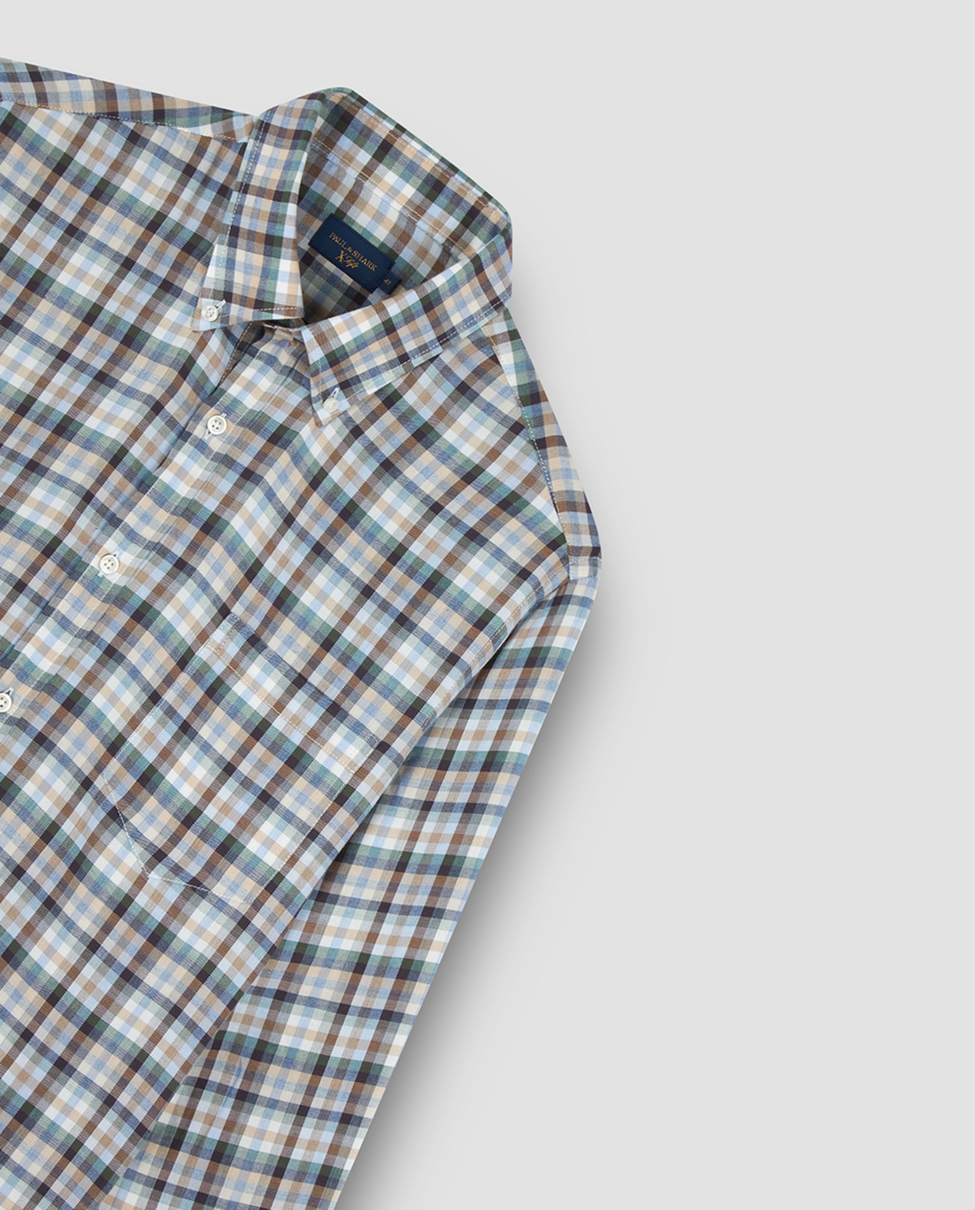 Camisa aos Quadrados com Manga Comprida - Multicolor Castanho-5