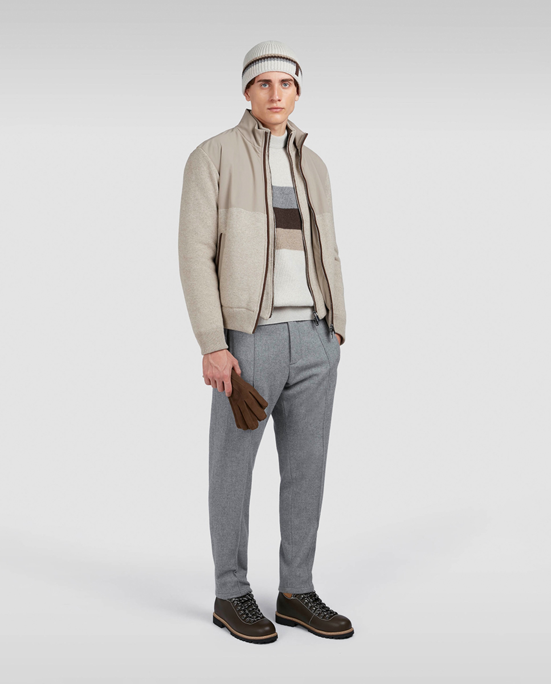 Camisola de Malha às Riscas Largas - Multicolor Castanho-6