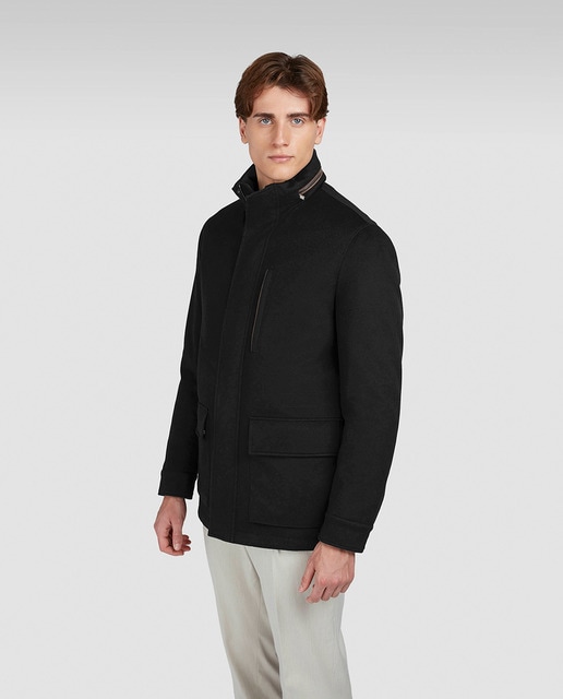 Imagen 0 de Chaquetón largo de hombre 4 bolsillos cashmere ribetes