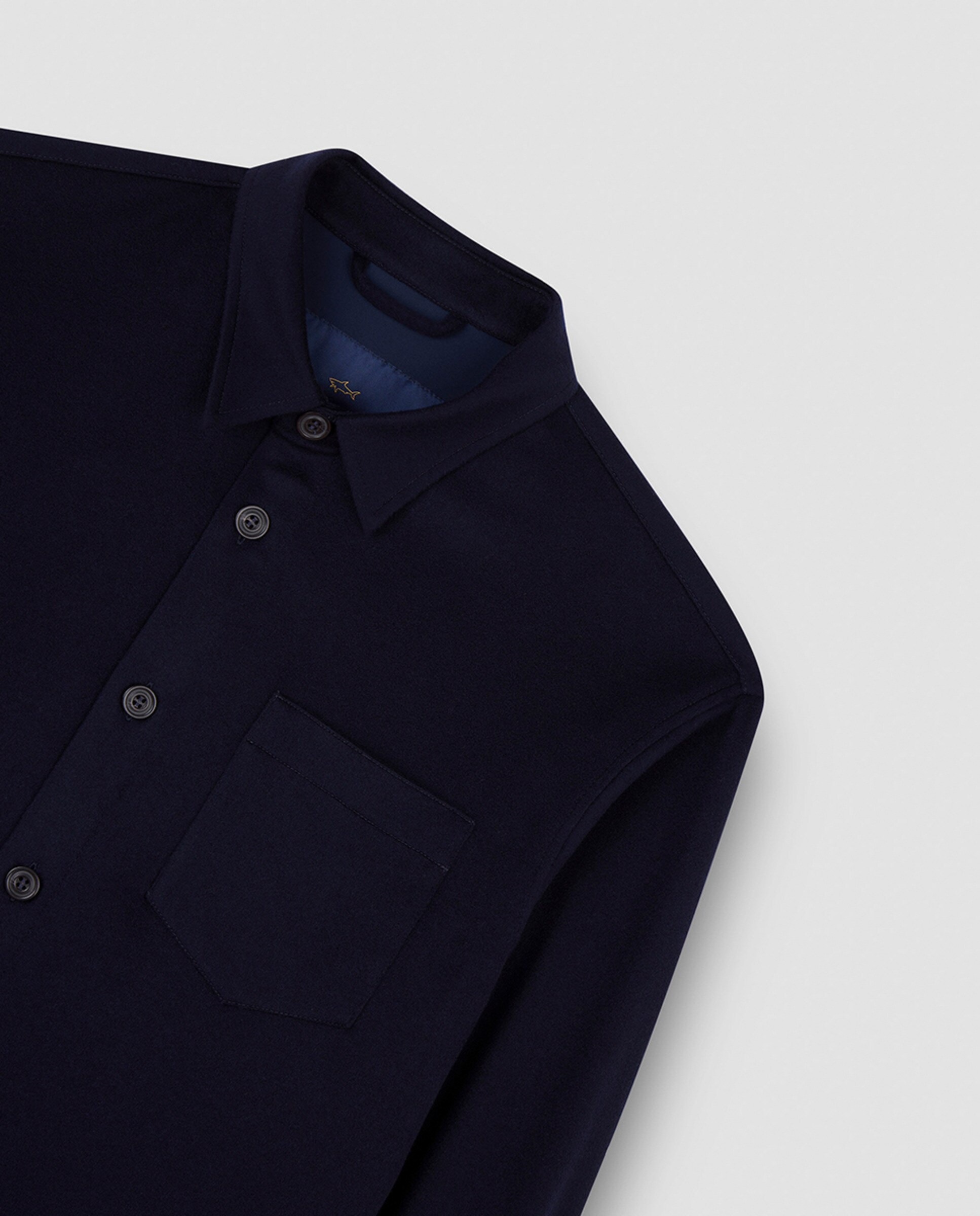 Sobrecamisa de Caxemira com Bolso no Peito Azul-marinho-6