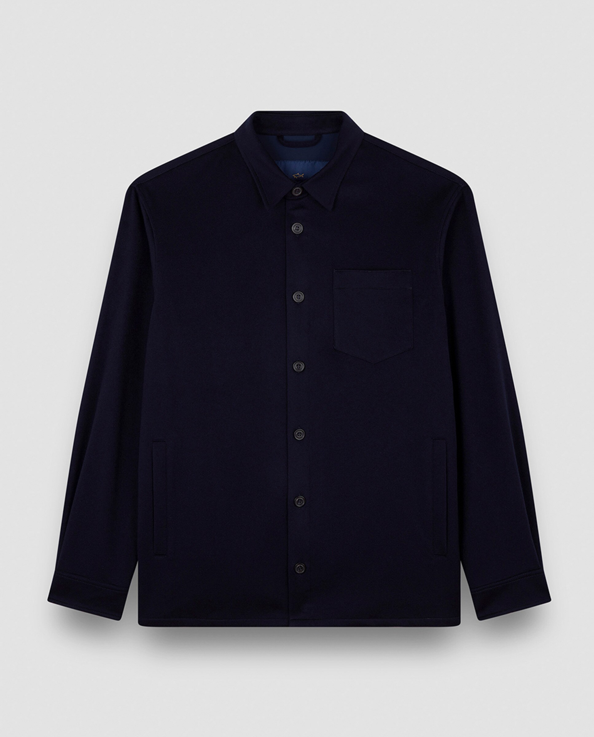 Sobrecamisa de Caxemira com Bolso no Peito Azul-marinho-5