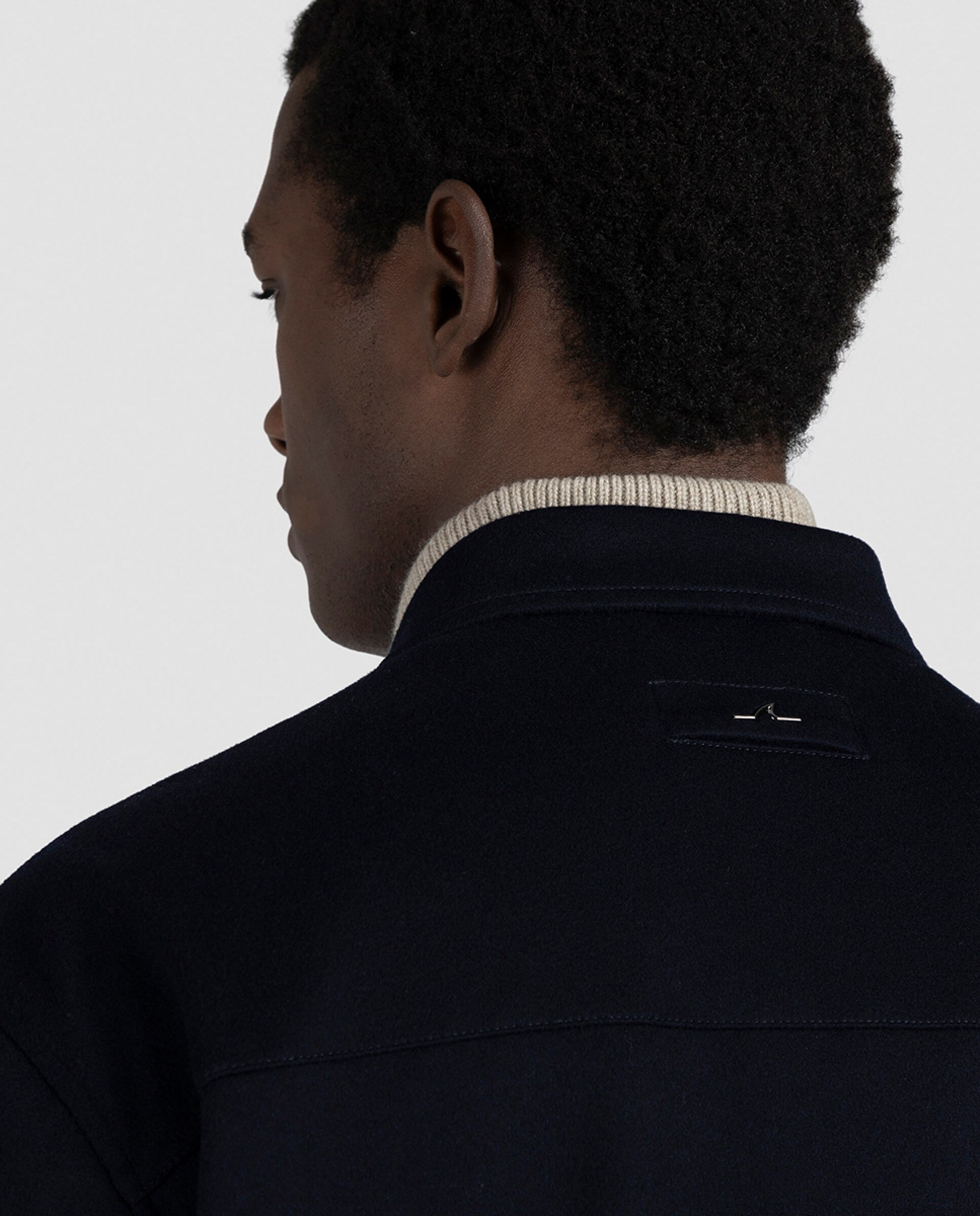 Sobrecamisa de Caxemira com Bolso no Peito Azul-marinho-4