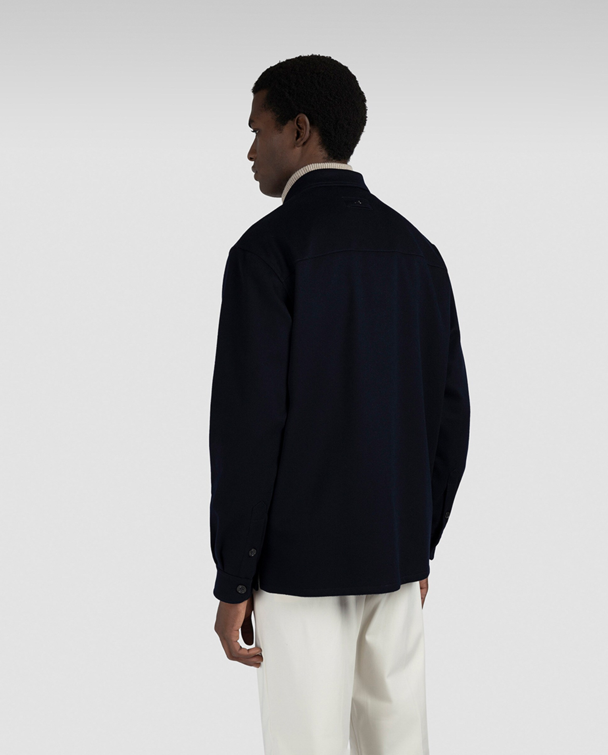 Sobrecamisa de Caxemira com Bolso no Peito Azul-marinho-2