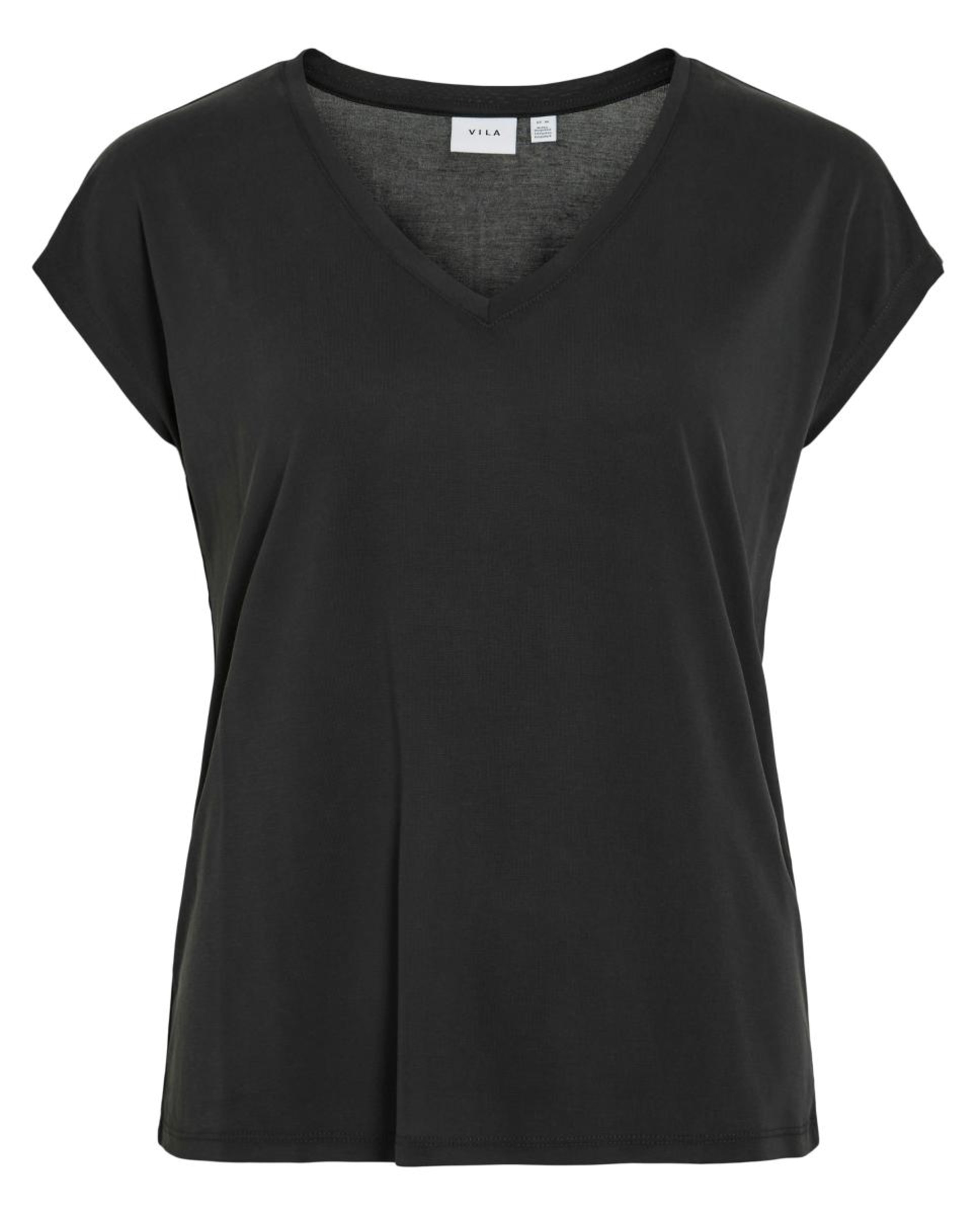 T-shirt com manga curta e decote em bico Preto-7