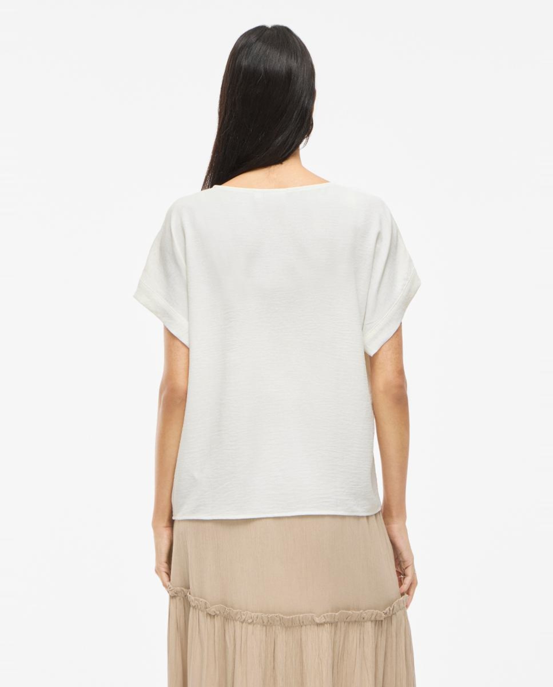 T-shirt de mulher com manga curta Branco-gelo-5