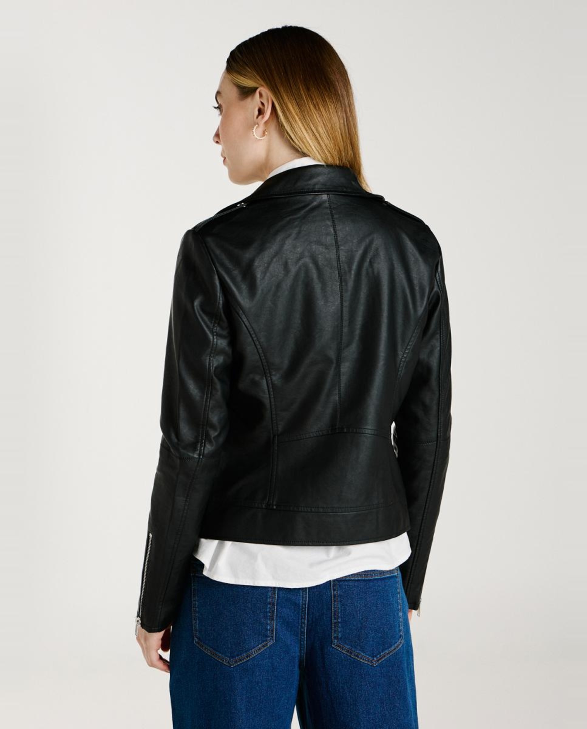 Blusão em Polipele de Manga Comprida com Fecho de Correr Preto-5