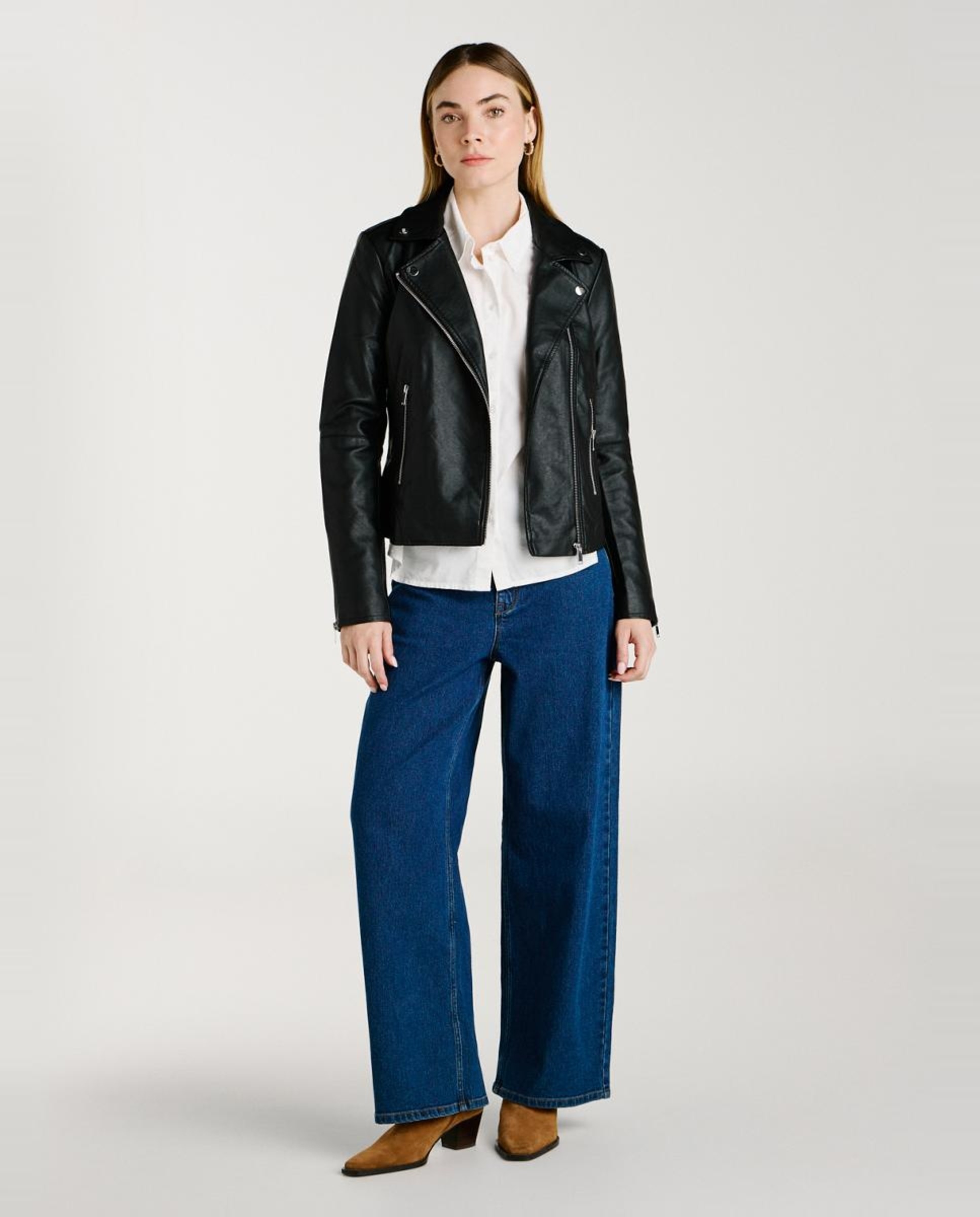 Blusão em Polipele de Manga Comprida com Fecho de Correr Preto-2