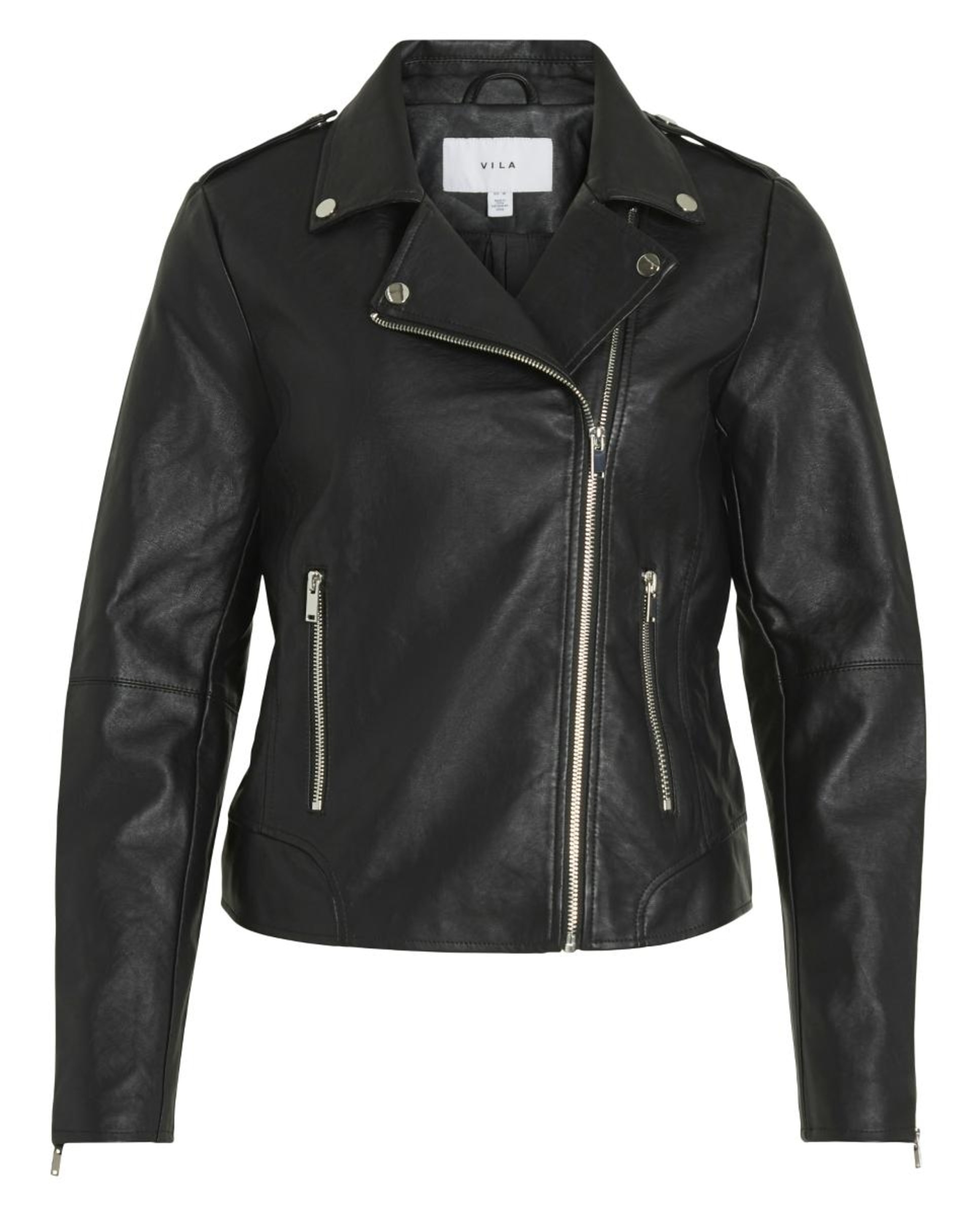 Blusão em Polipele de Manga Comprida com Fecho de Correr Preto-15