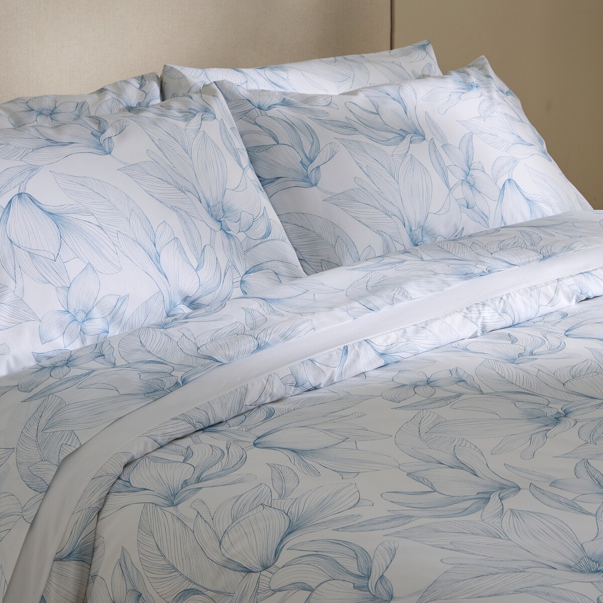 Conjunto de Capa de Edredão de Algodão Amy Azul-6