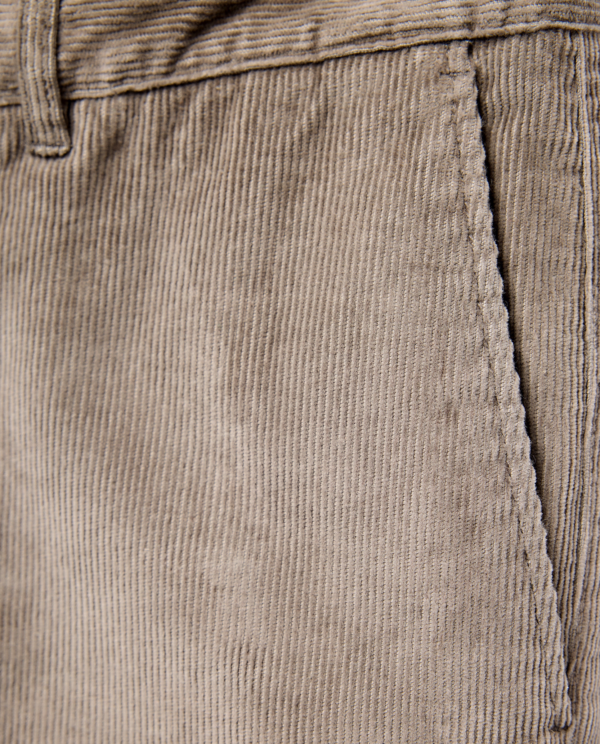 Calças de Bombazina Regular sem Pinças e com Lavagem Castanho-claro-5